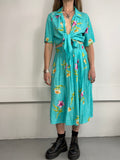 Blue Floral Shirt And Skirt Set 90's Size 10/12