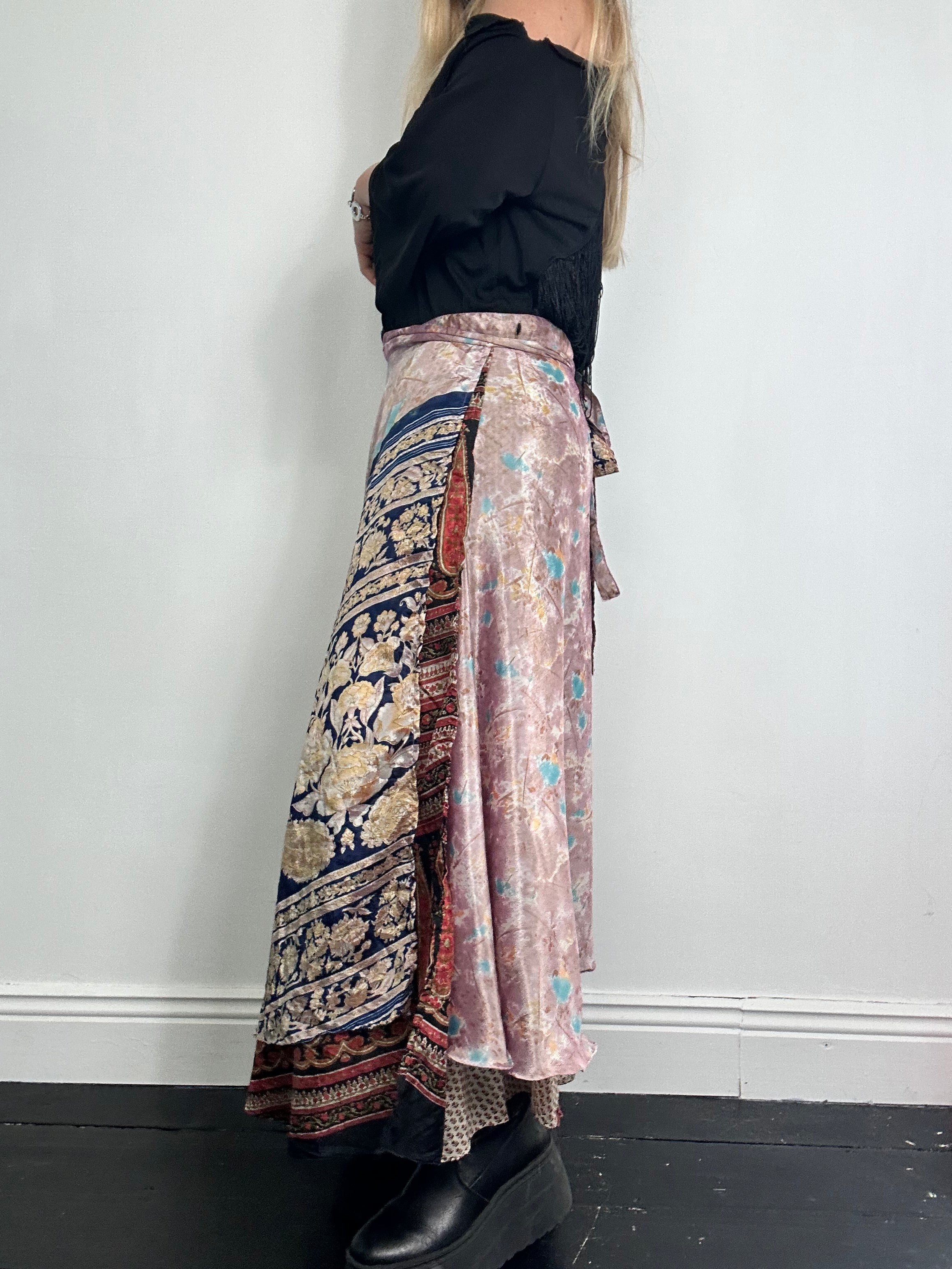 Silk Wine Wrap Skirt One Size Fits All