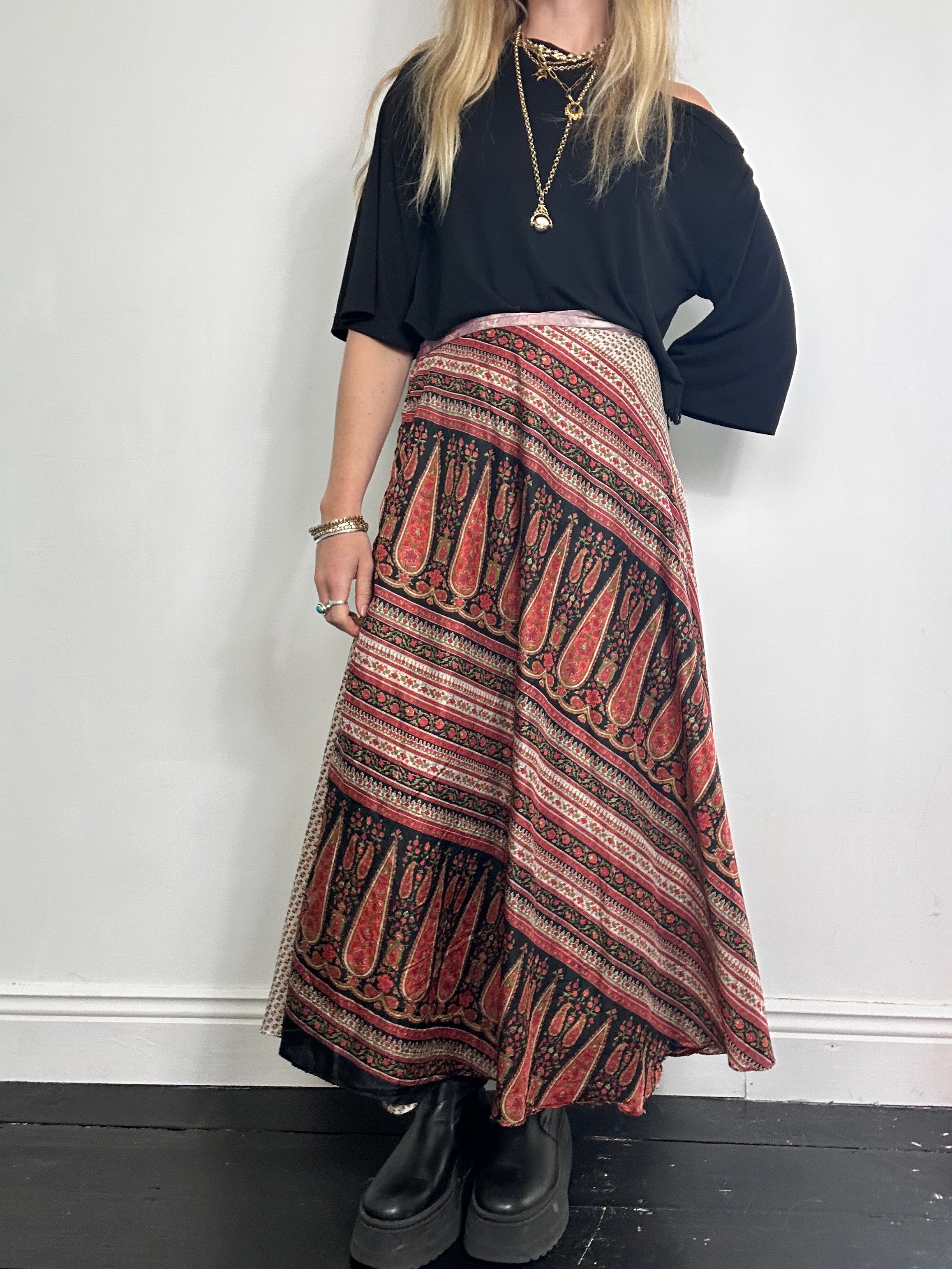 Silk Wine Wrap Skirt One Size Fits All