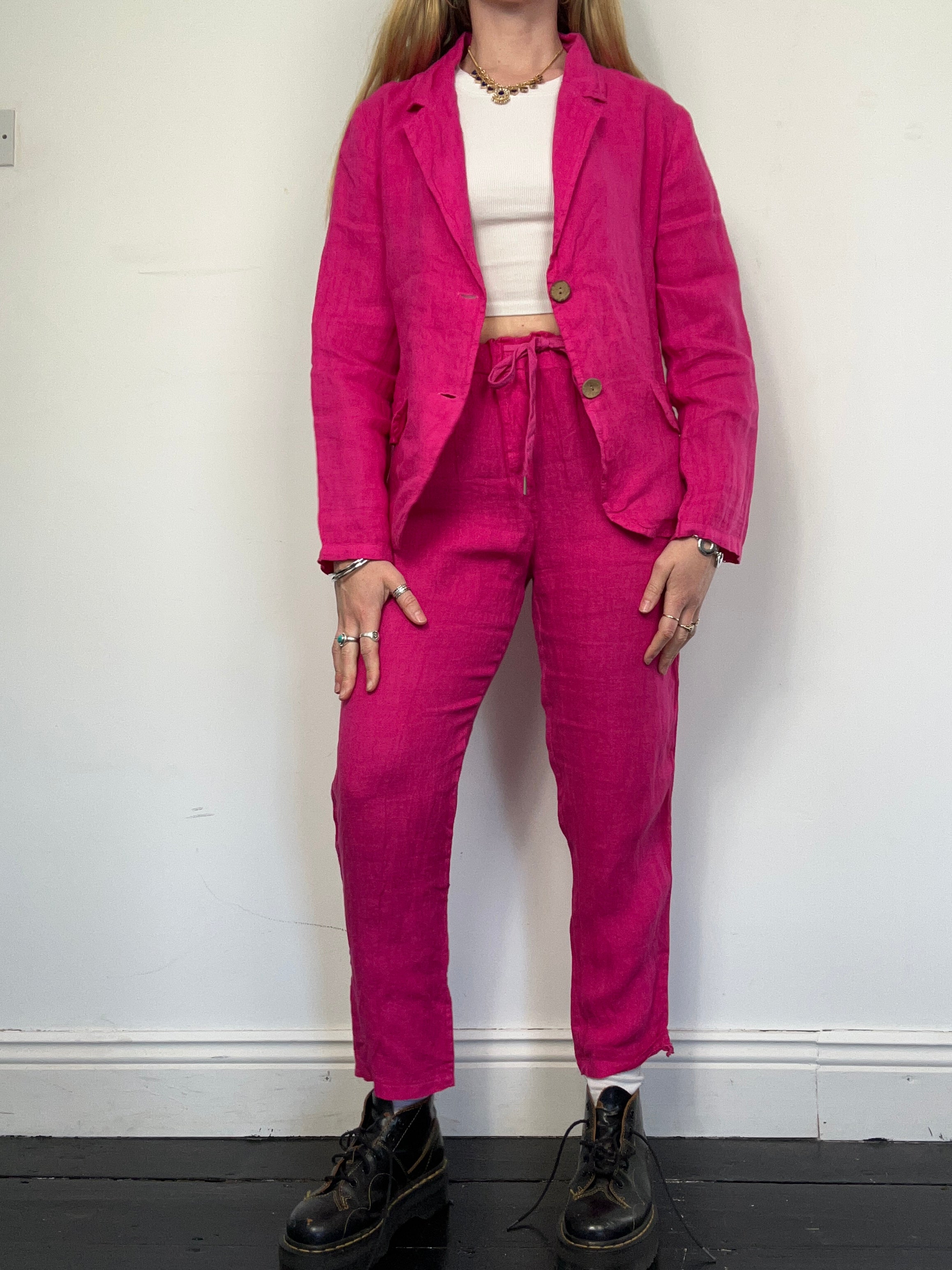 Pink linen Suit Size 8