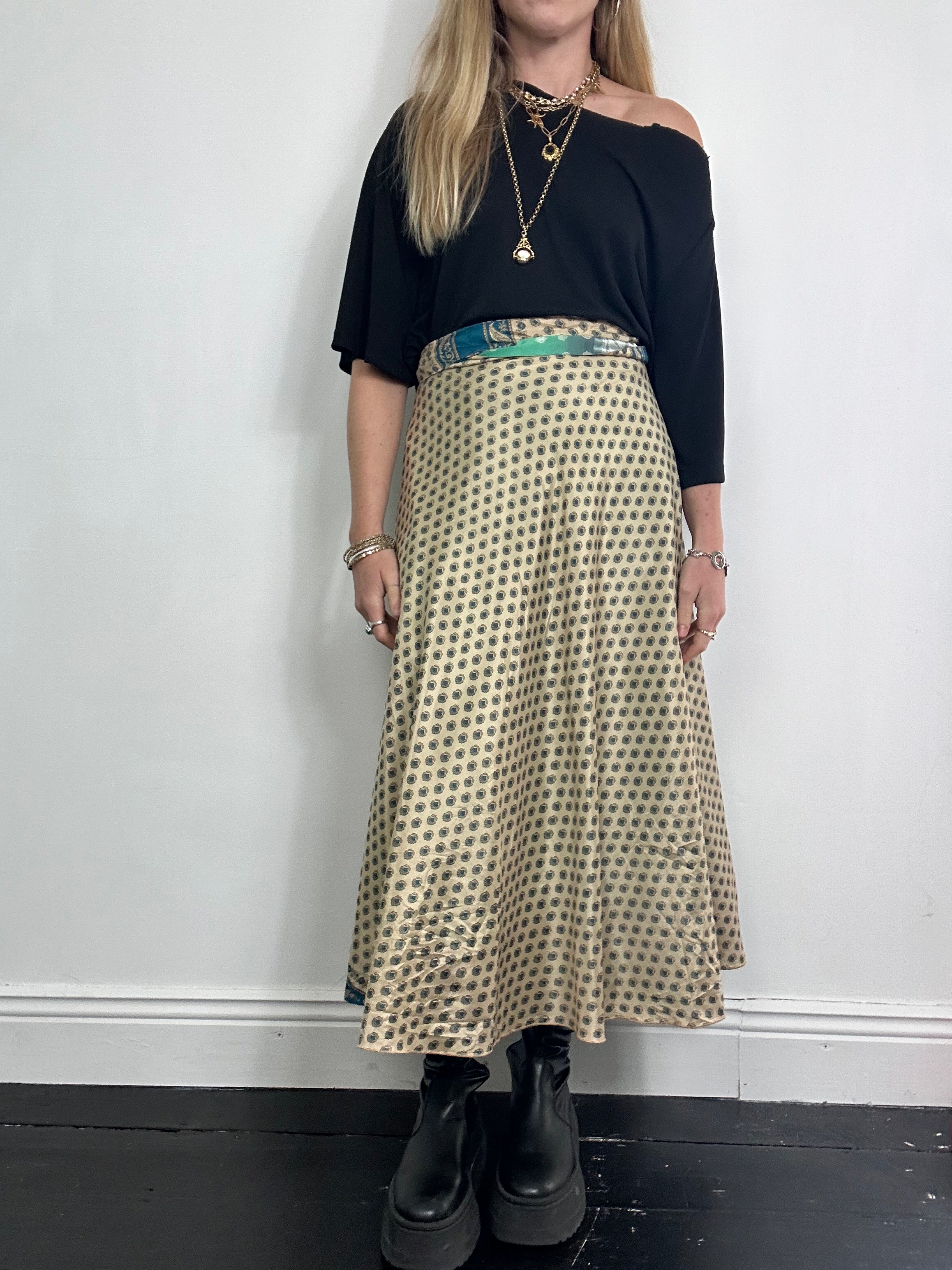 Silk green Wrap Skirt One Size Fits All