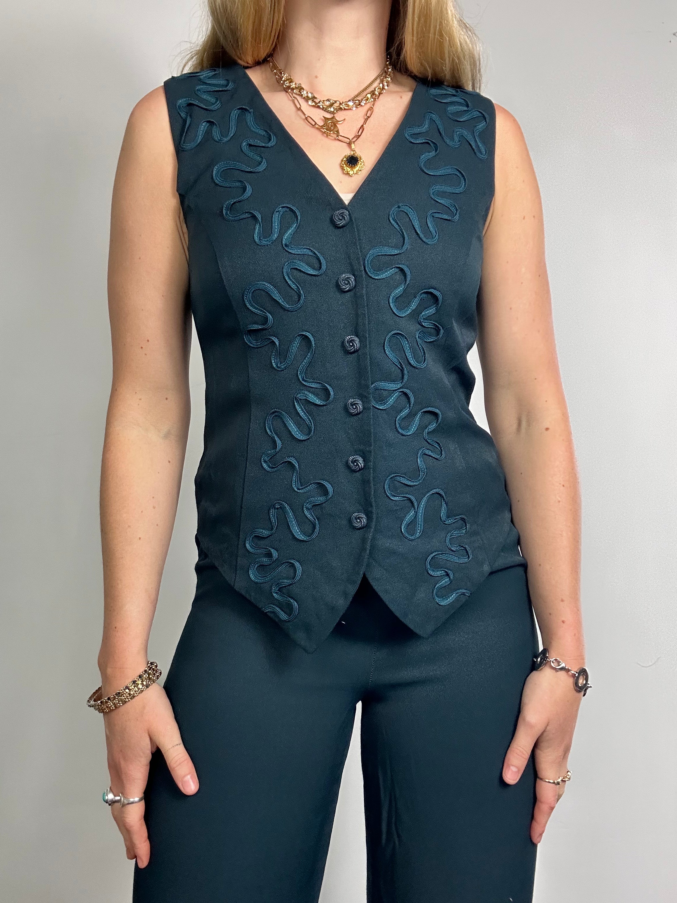 Green Waistcoat Jumpsuit Size 8
