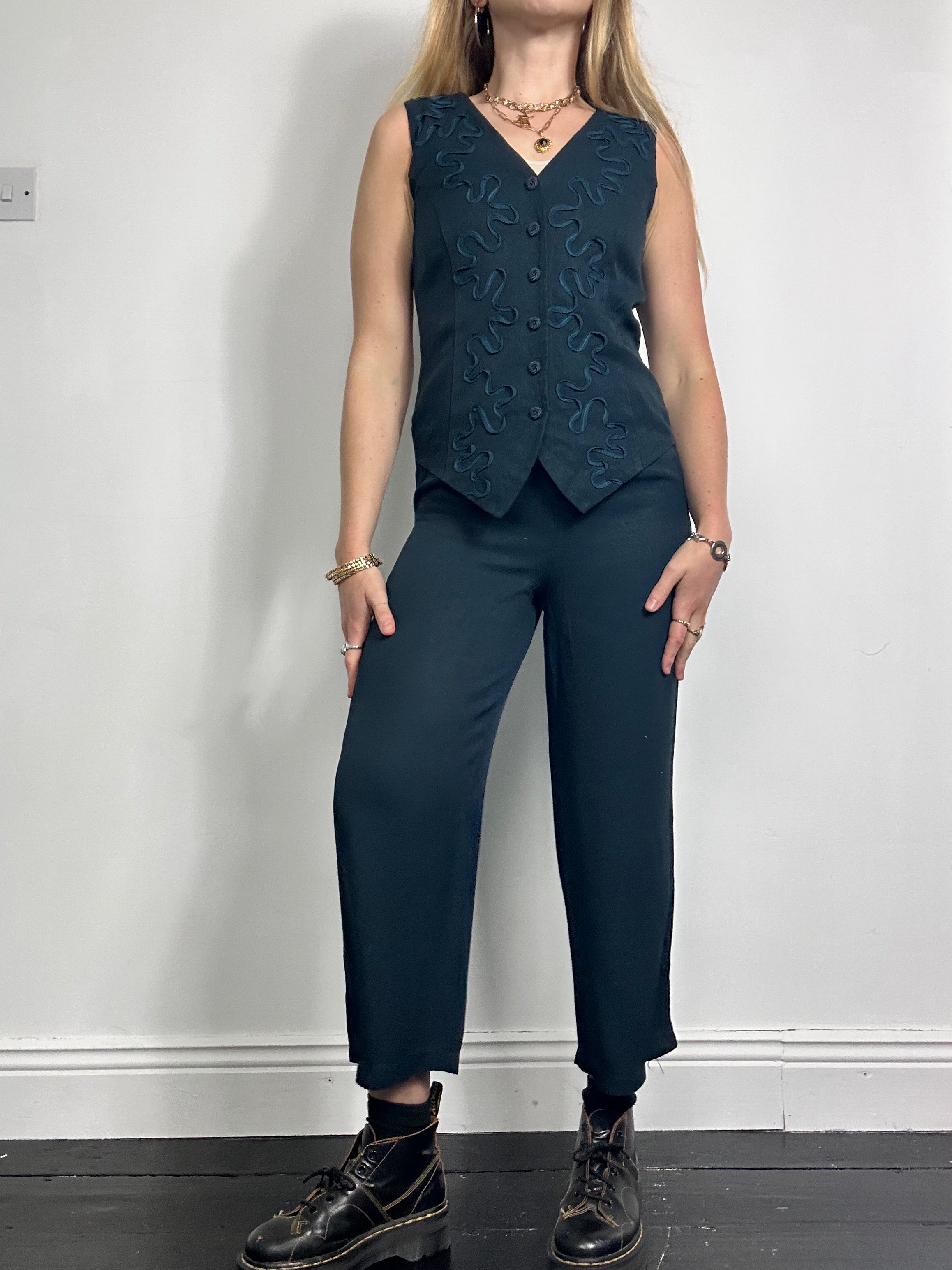 Green Waistcoat Jumpsuit Size 8
