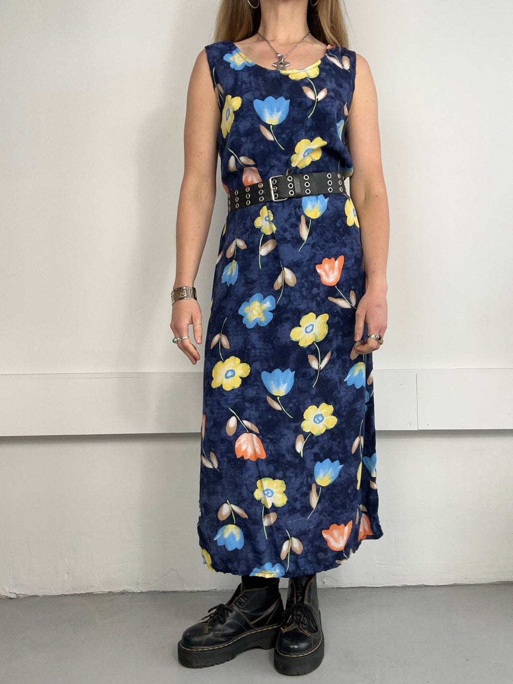 Navy Floral 90's Sun Dress Size 12