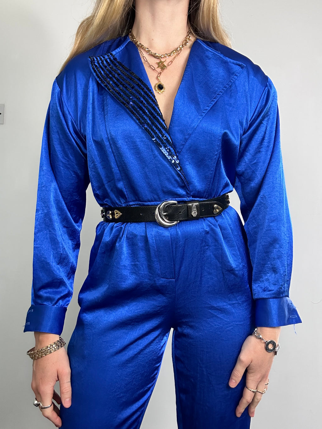 Blue 80's Sequin Jumpsuit Size 8