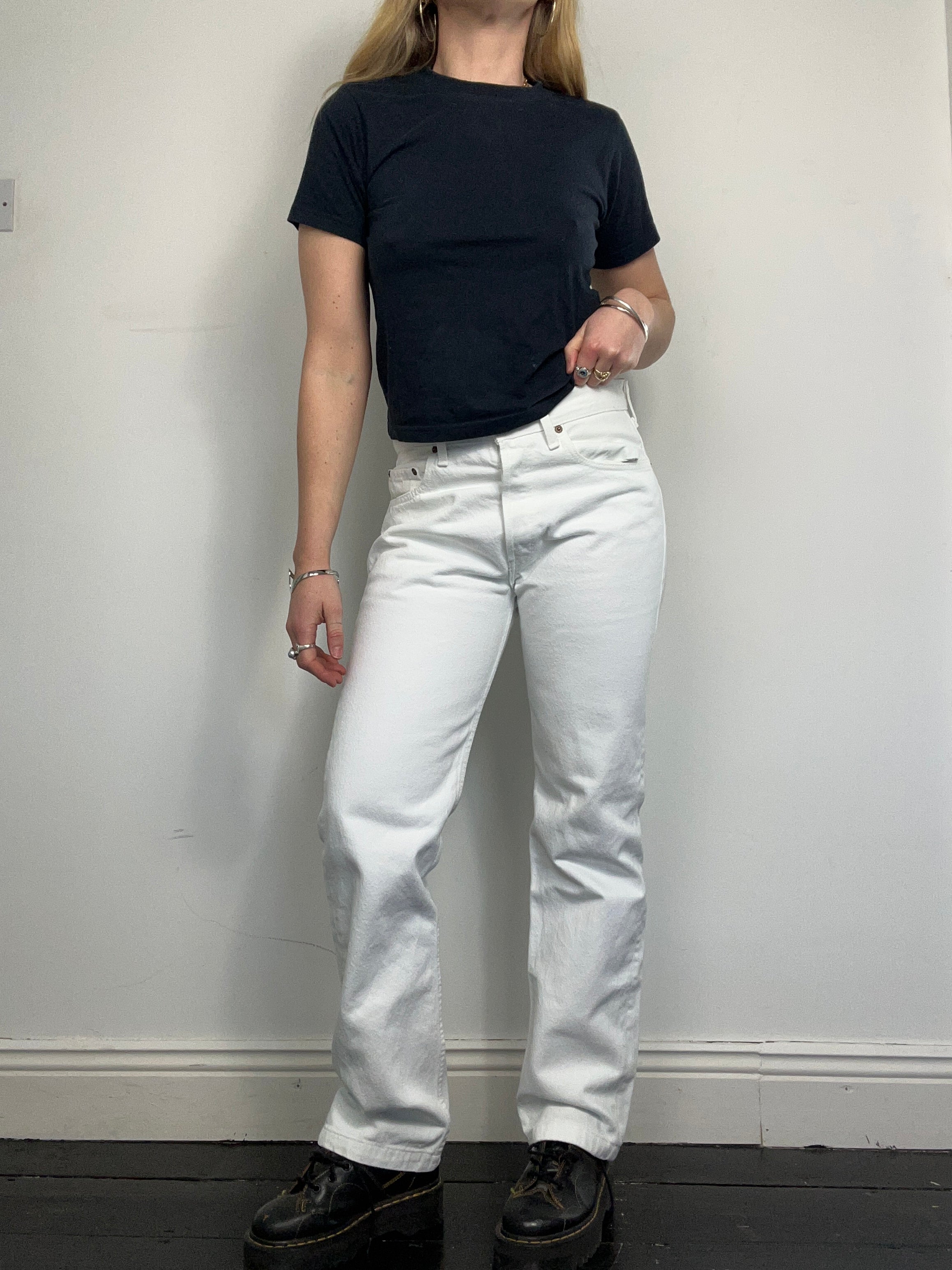 White Levis 501 Mid Rise Size 30" Waist