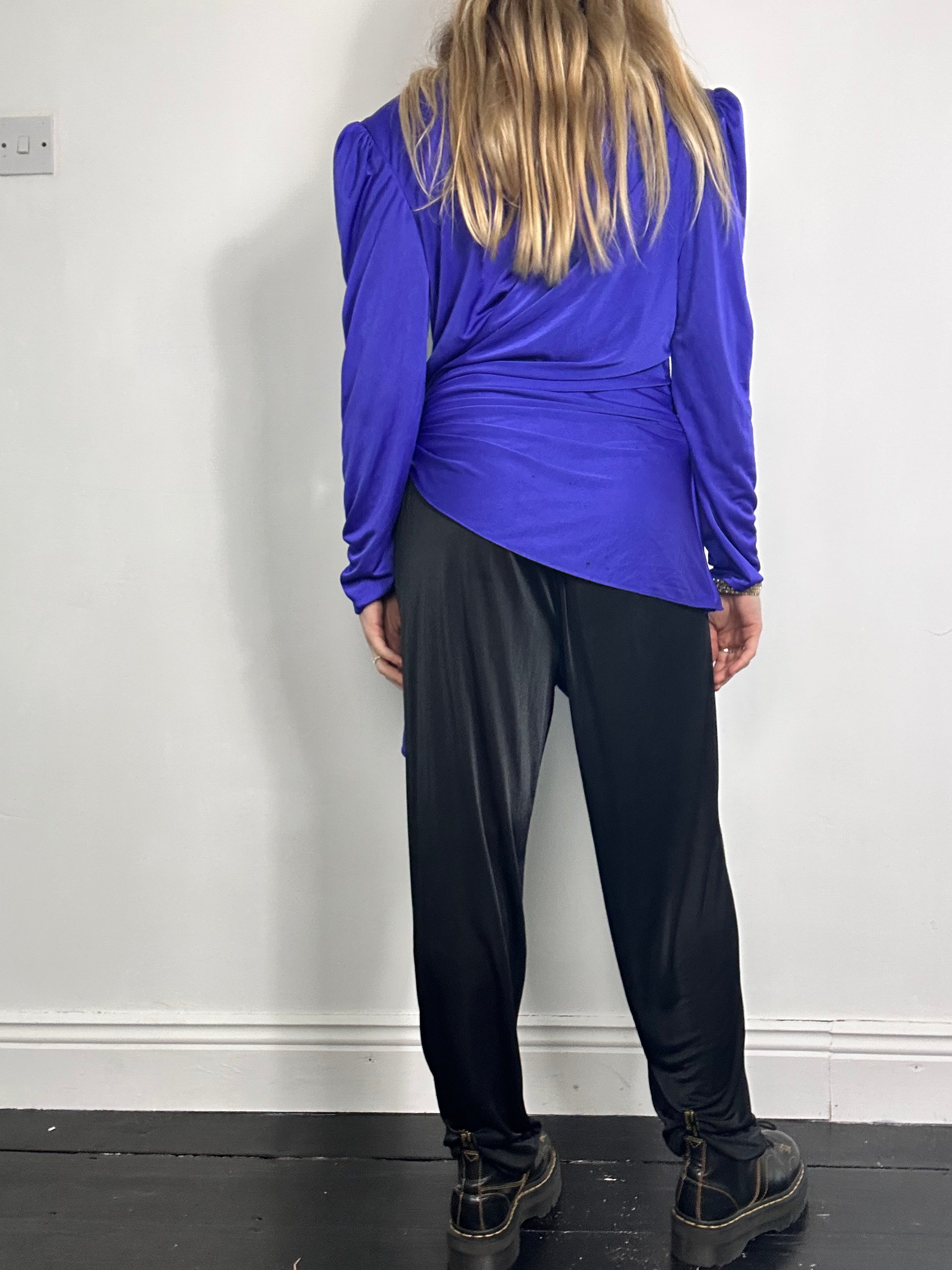 80's Purple V Neck Jumpsuit Size 12