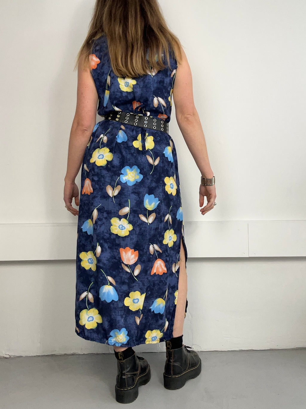Navy Floral 90's Sun Dress Size 12