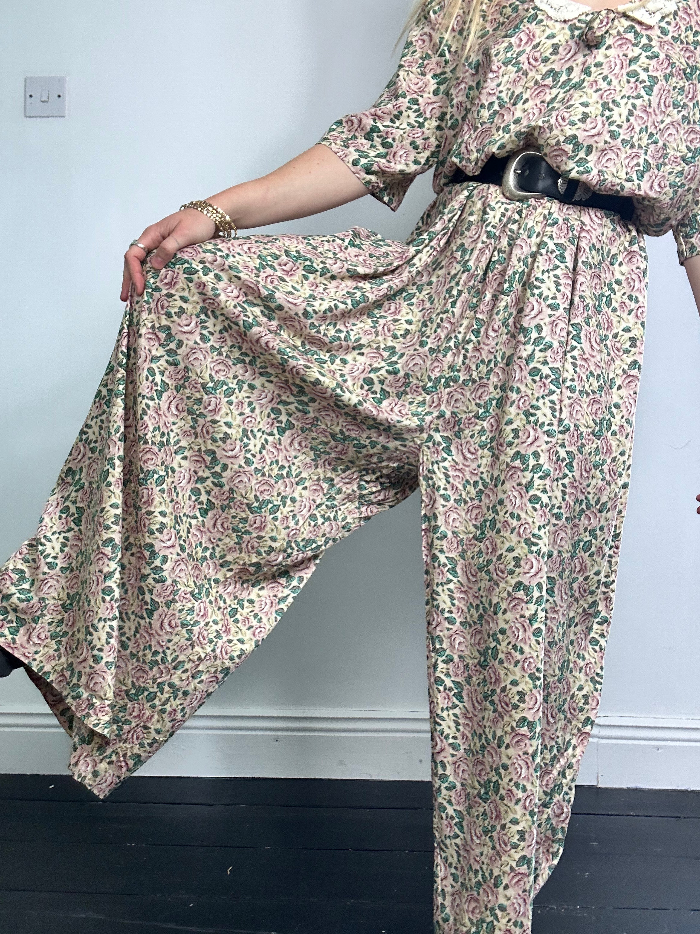 Floral 90's Palazzo Jumpsuit Size 14/16