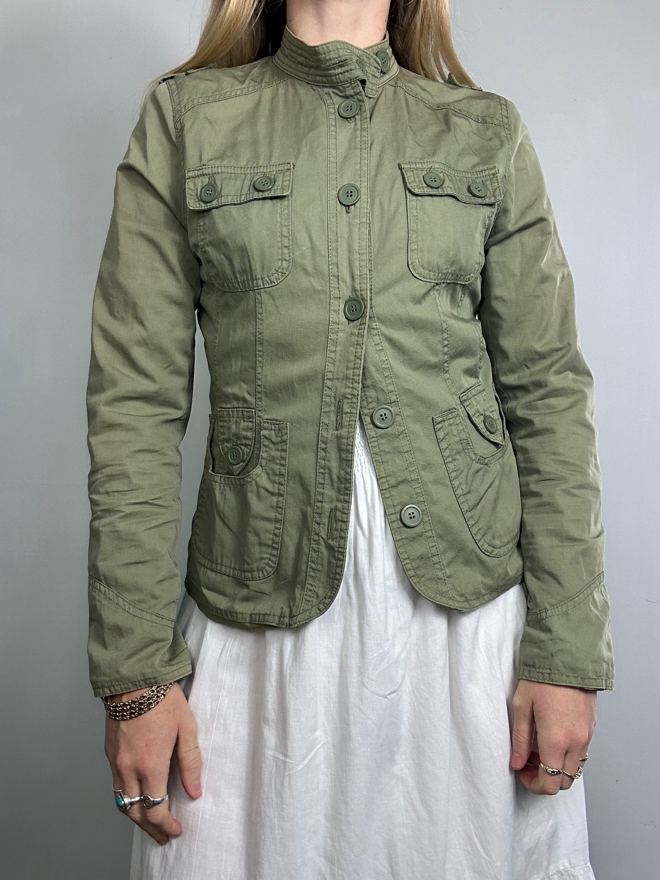 Y2k Kaki Army Utility Jacket Size 8