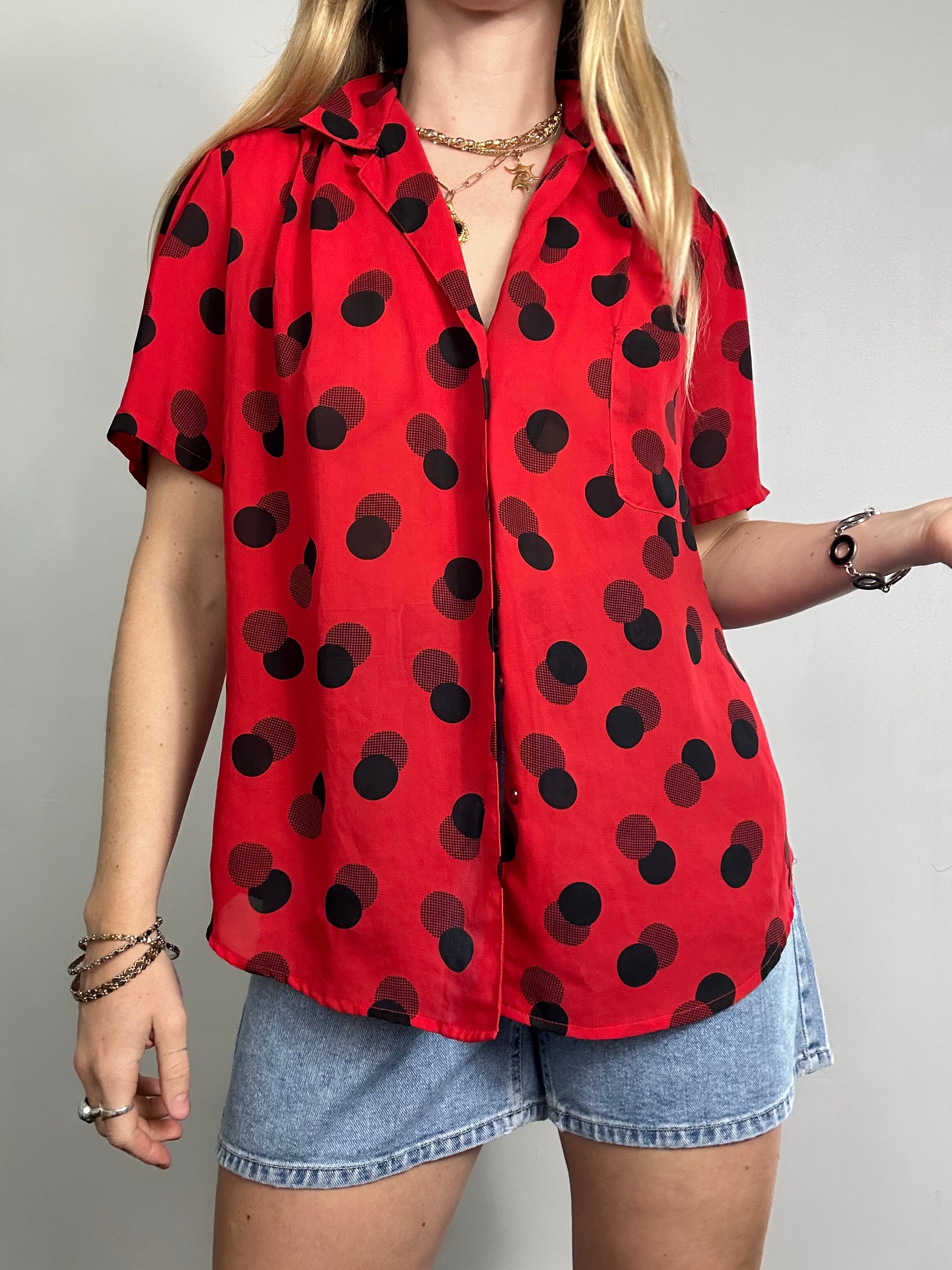 Sheer Polkadot 80's Blouse Size 12