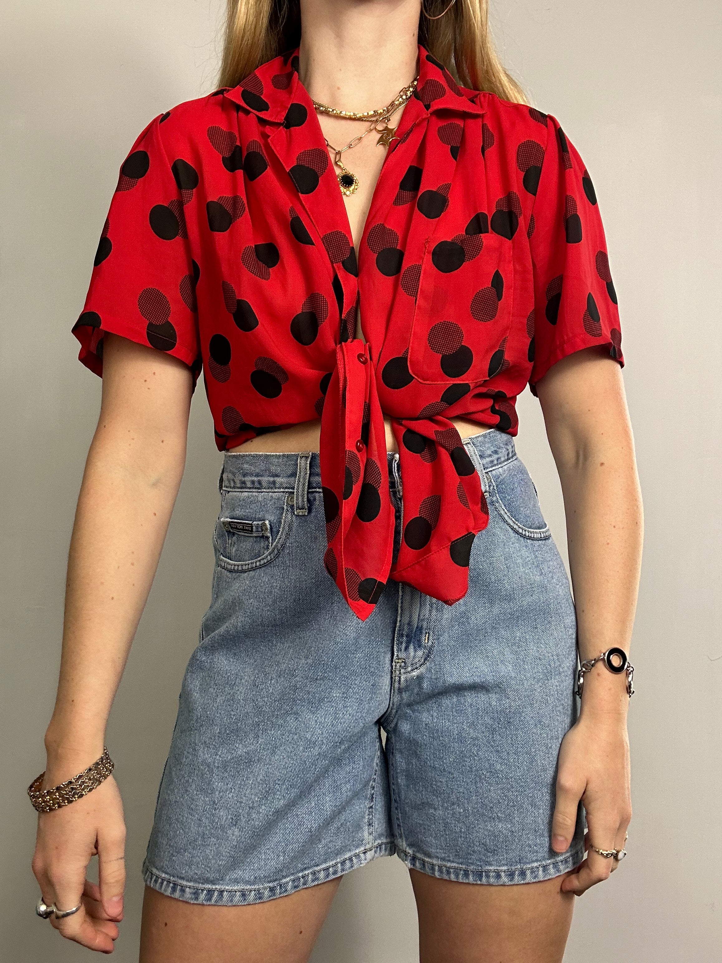 Sheer Polkadot 80's Blouse Size 12
