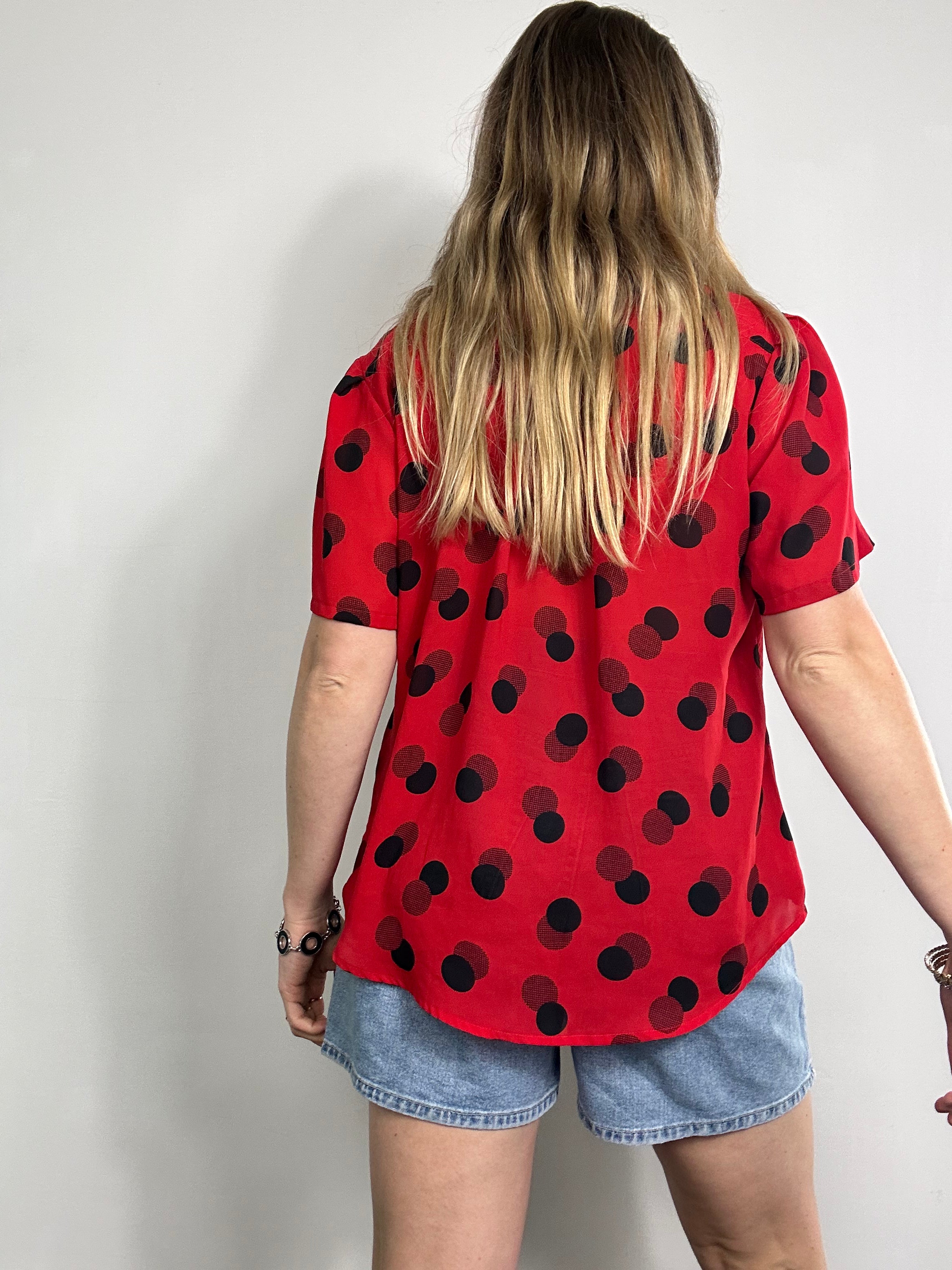 Sheer Polkadot 80's Blouse Size 12