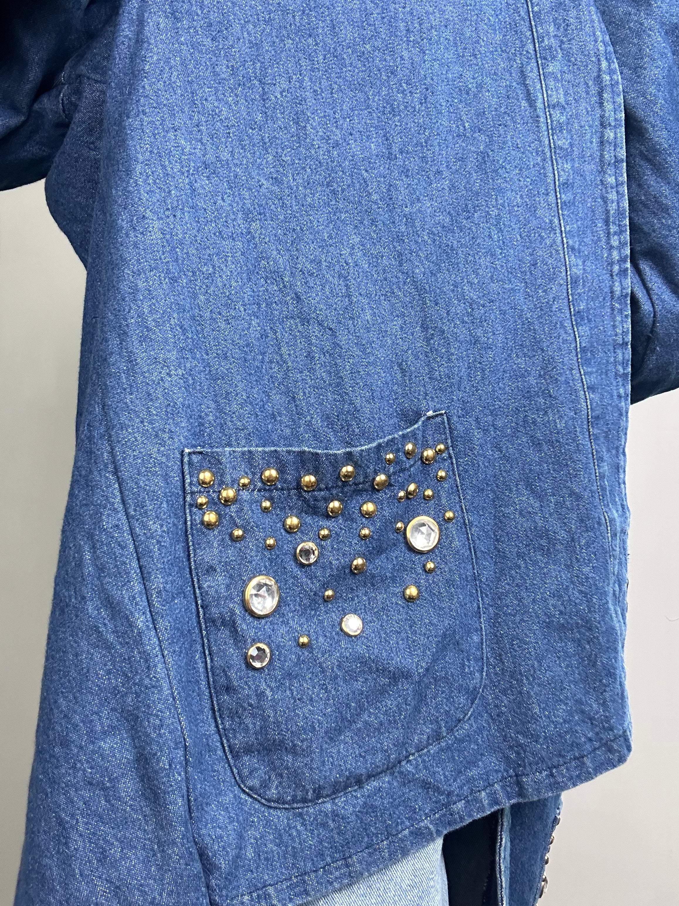 Denim Embellished Blazer Size 14