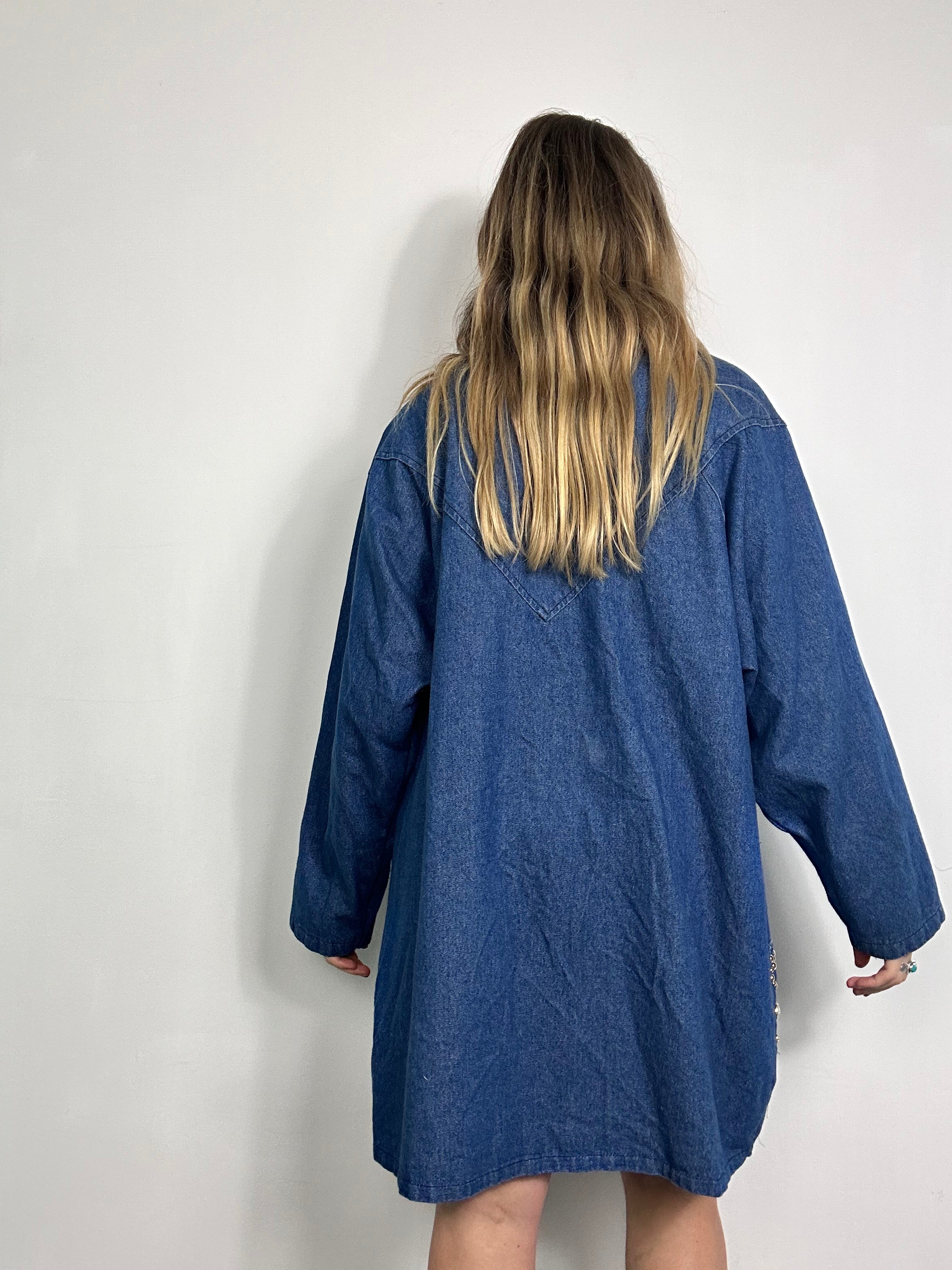 Denim Embellished Blazer Size 14