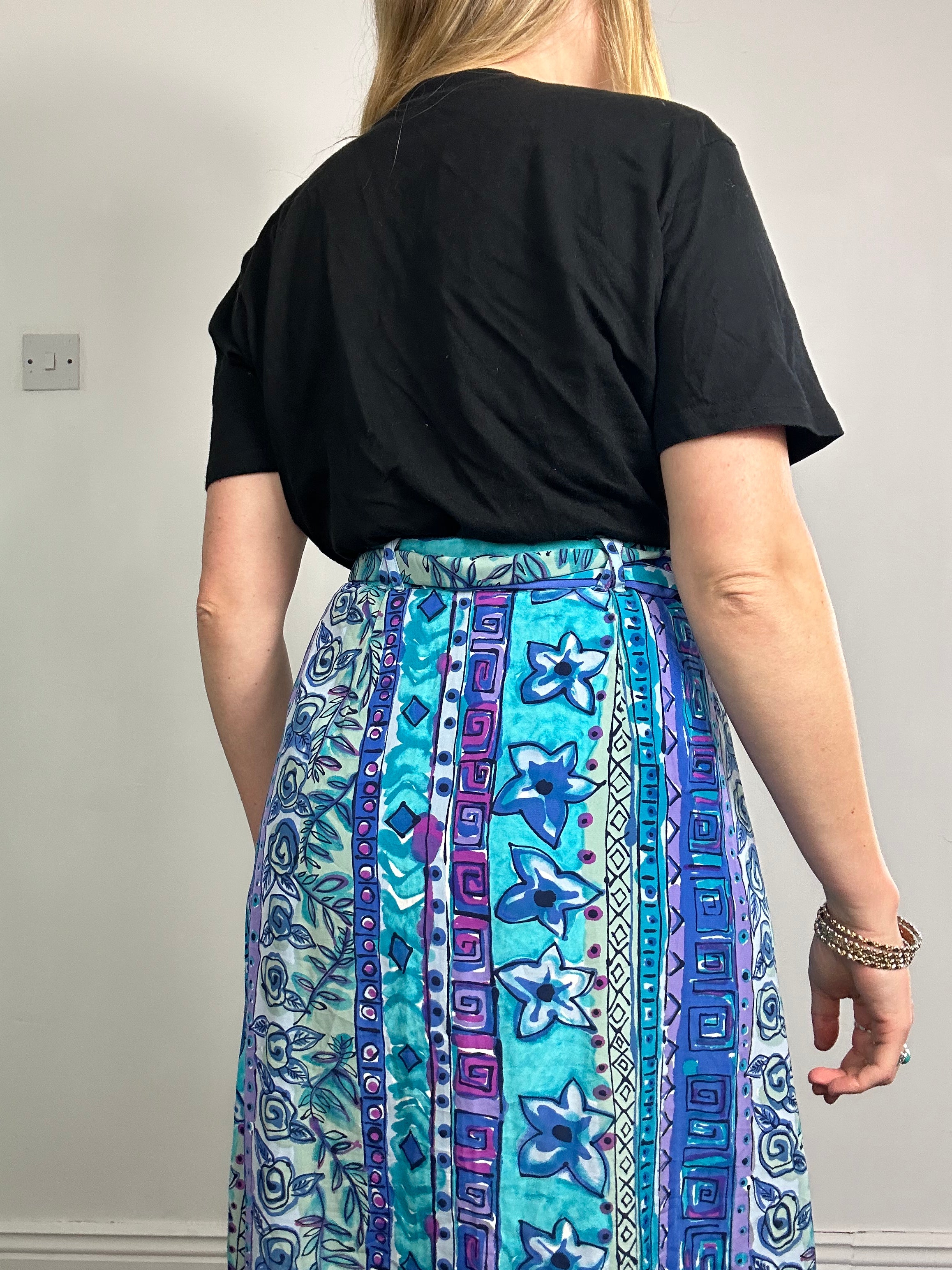 Blue Midi Skirt 90's Size 8