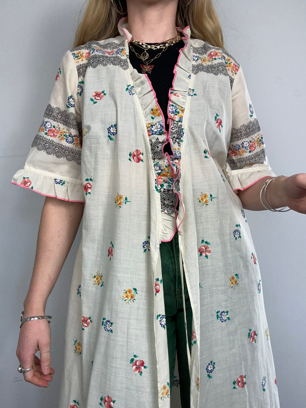 1970's Floral Kimono/Duster Size 12