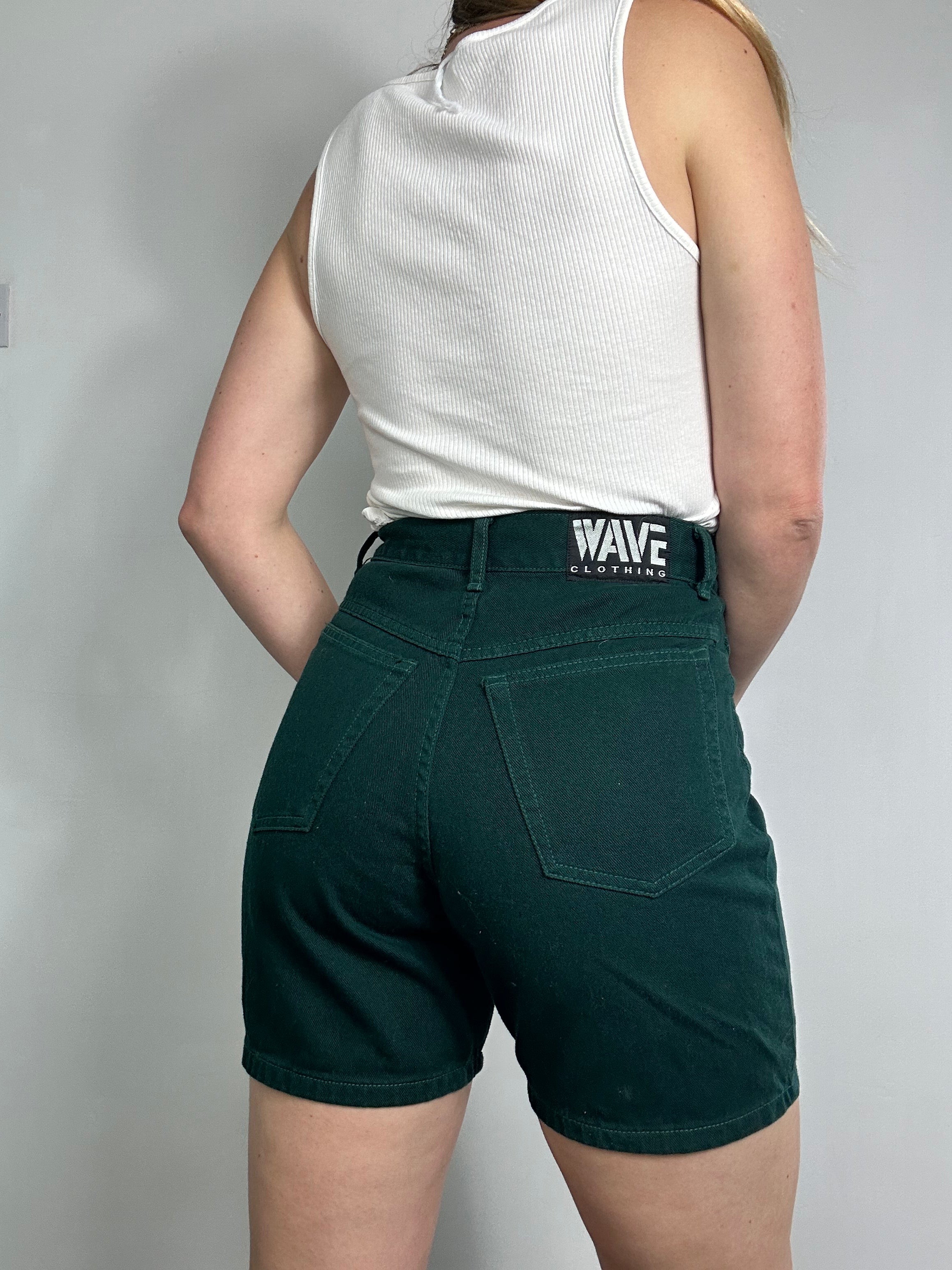 Green High Waisted Shorts Size 8