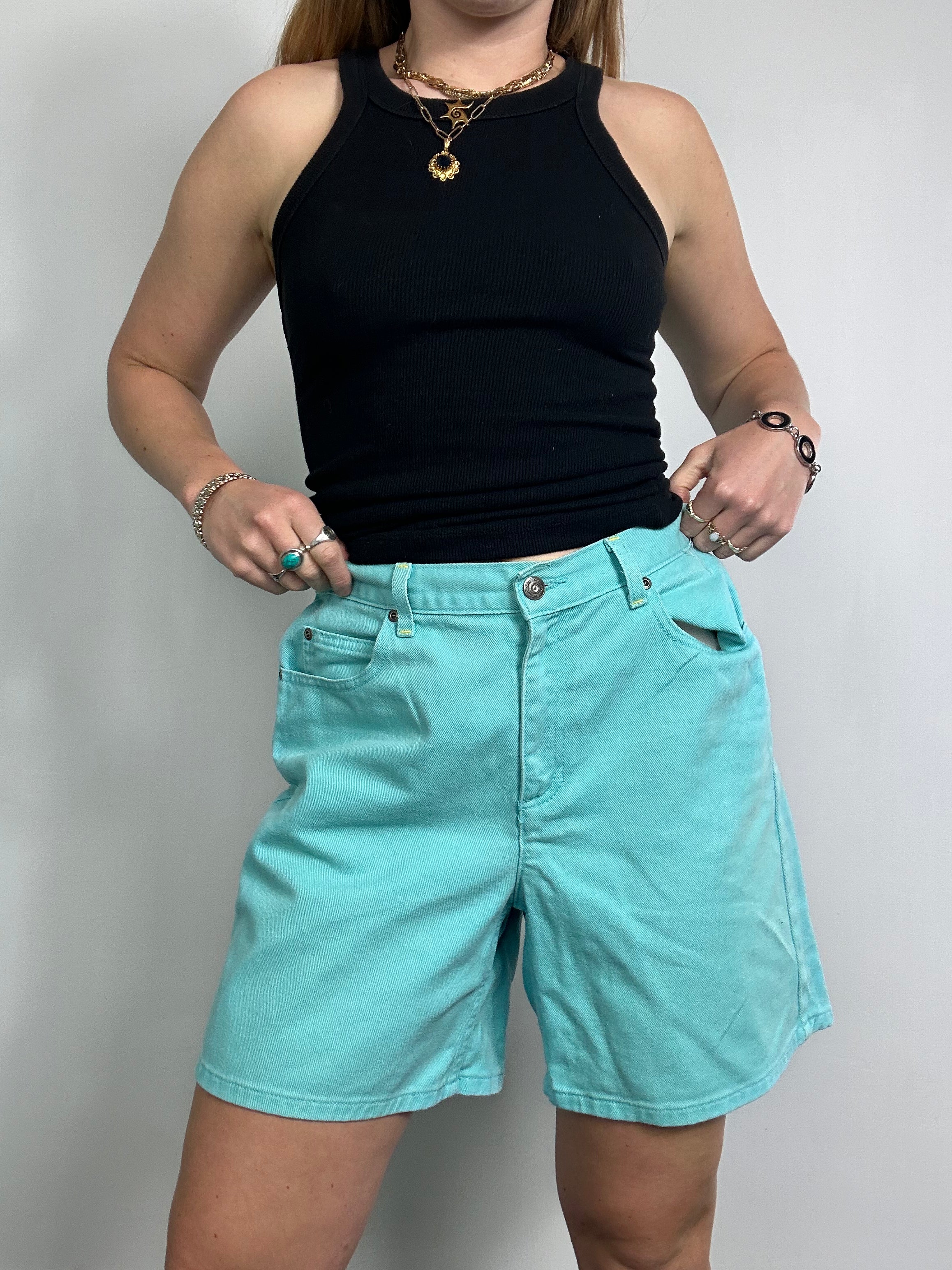 Turquoise Denim 90's Shorts Size 12