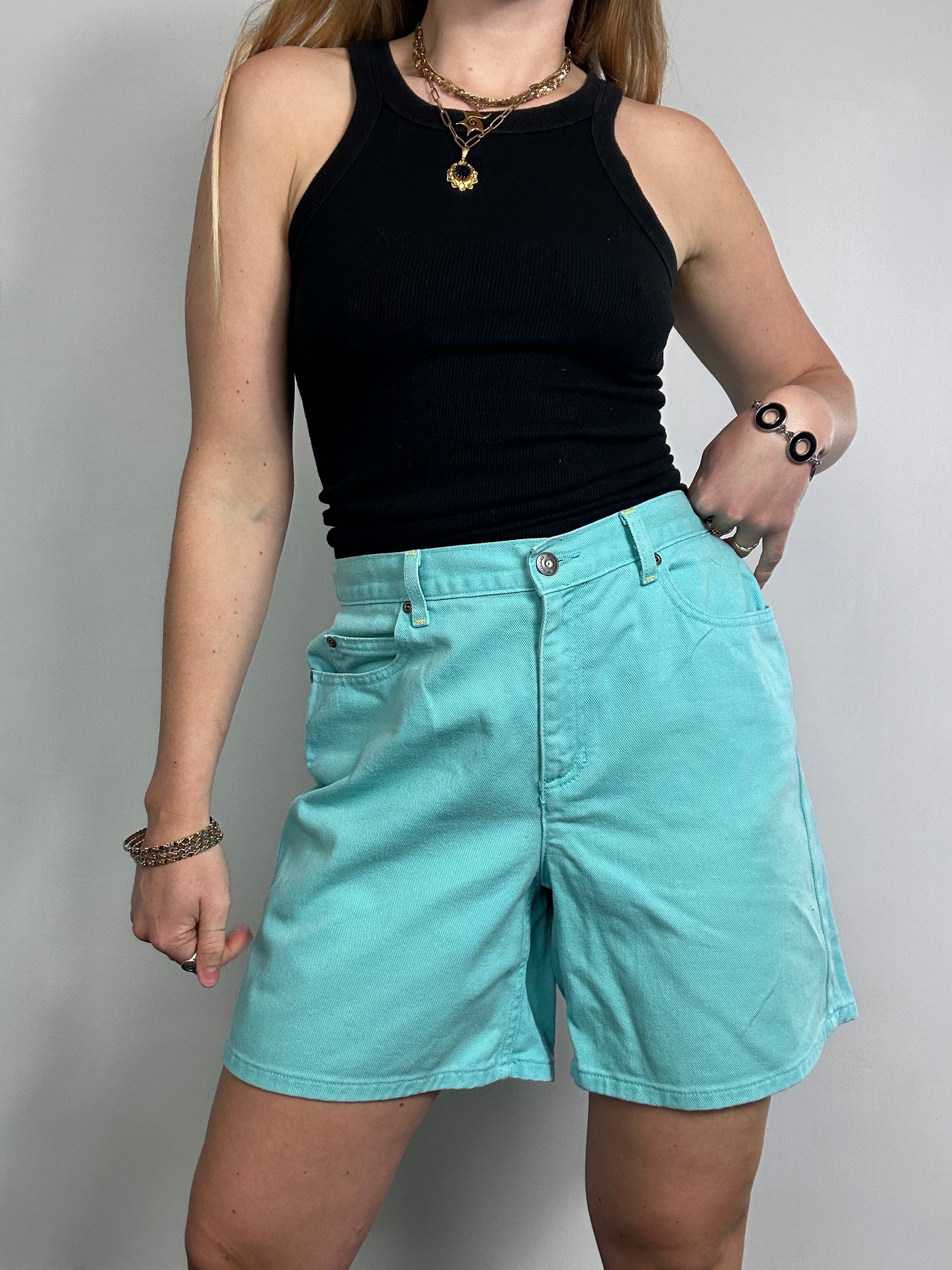 Turquoise Denim 90's Shorts Size 12