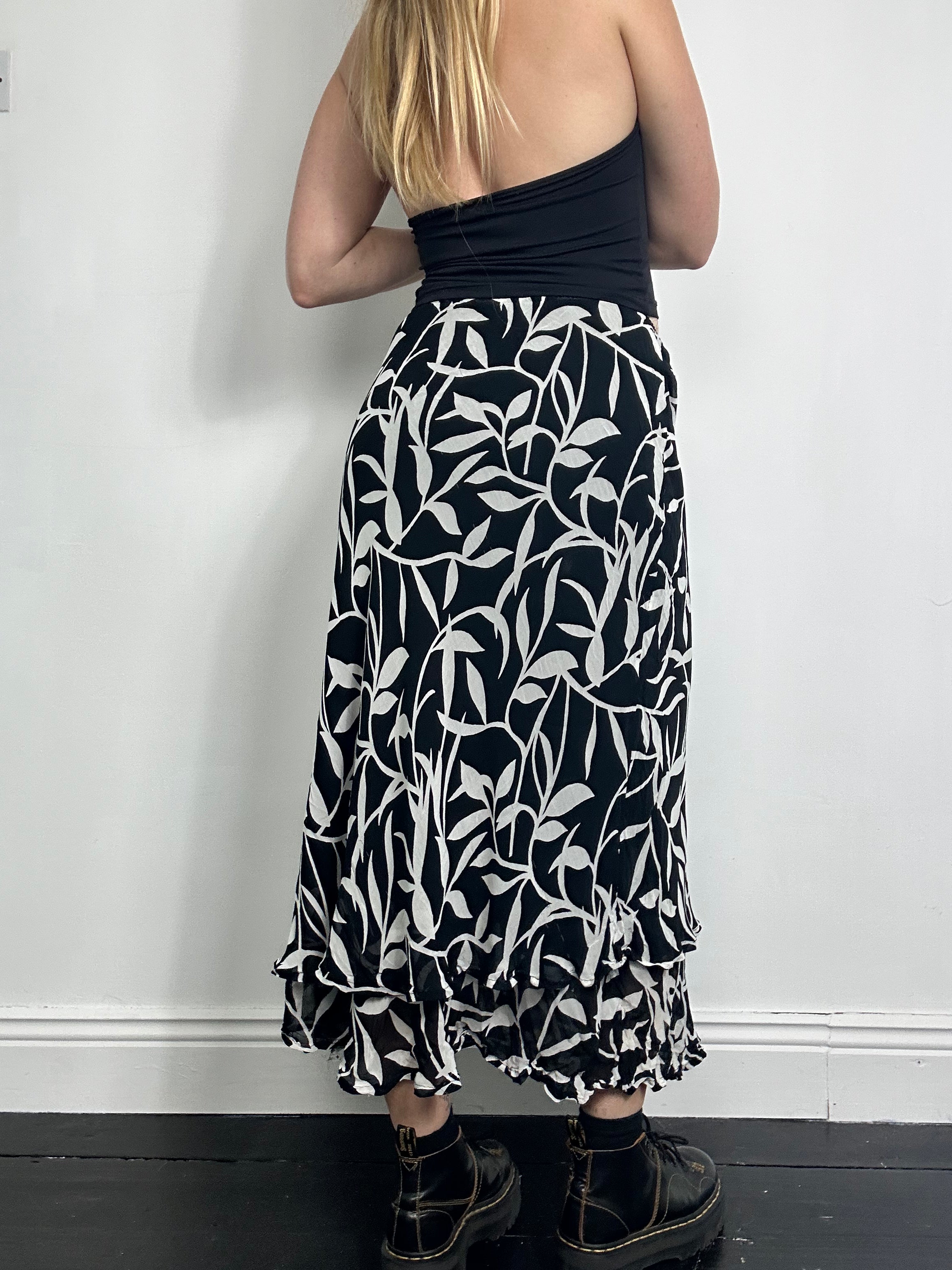 Chiffon Monochrome 90's Midi Skirt Size 10