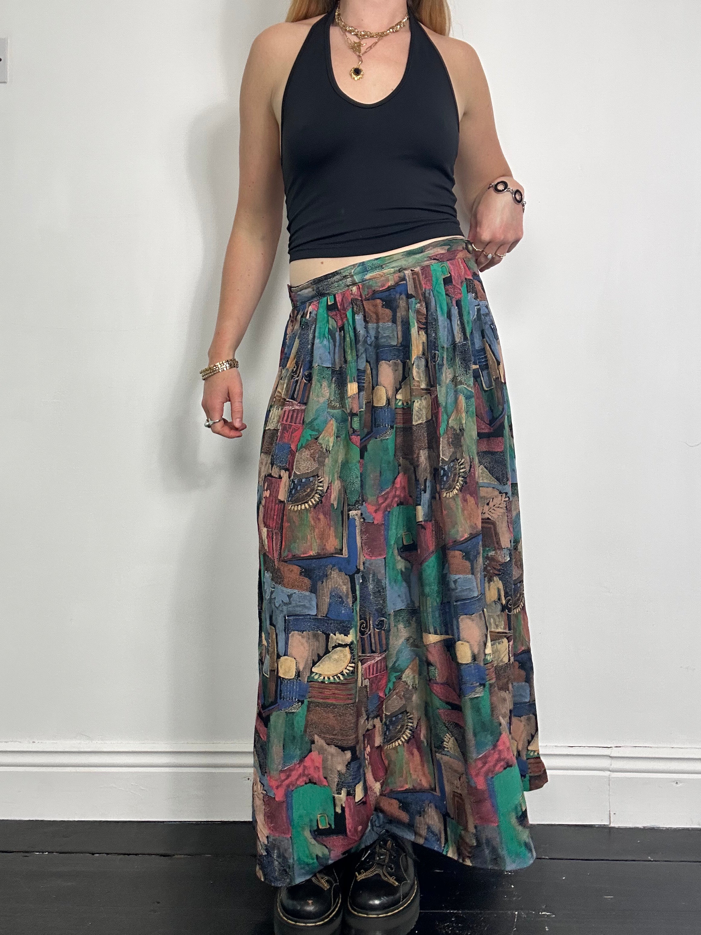Midi Skirt Geoprint Maxi Skirt Size 10