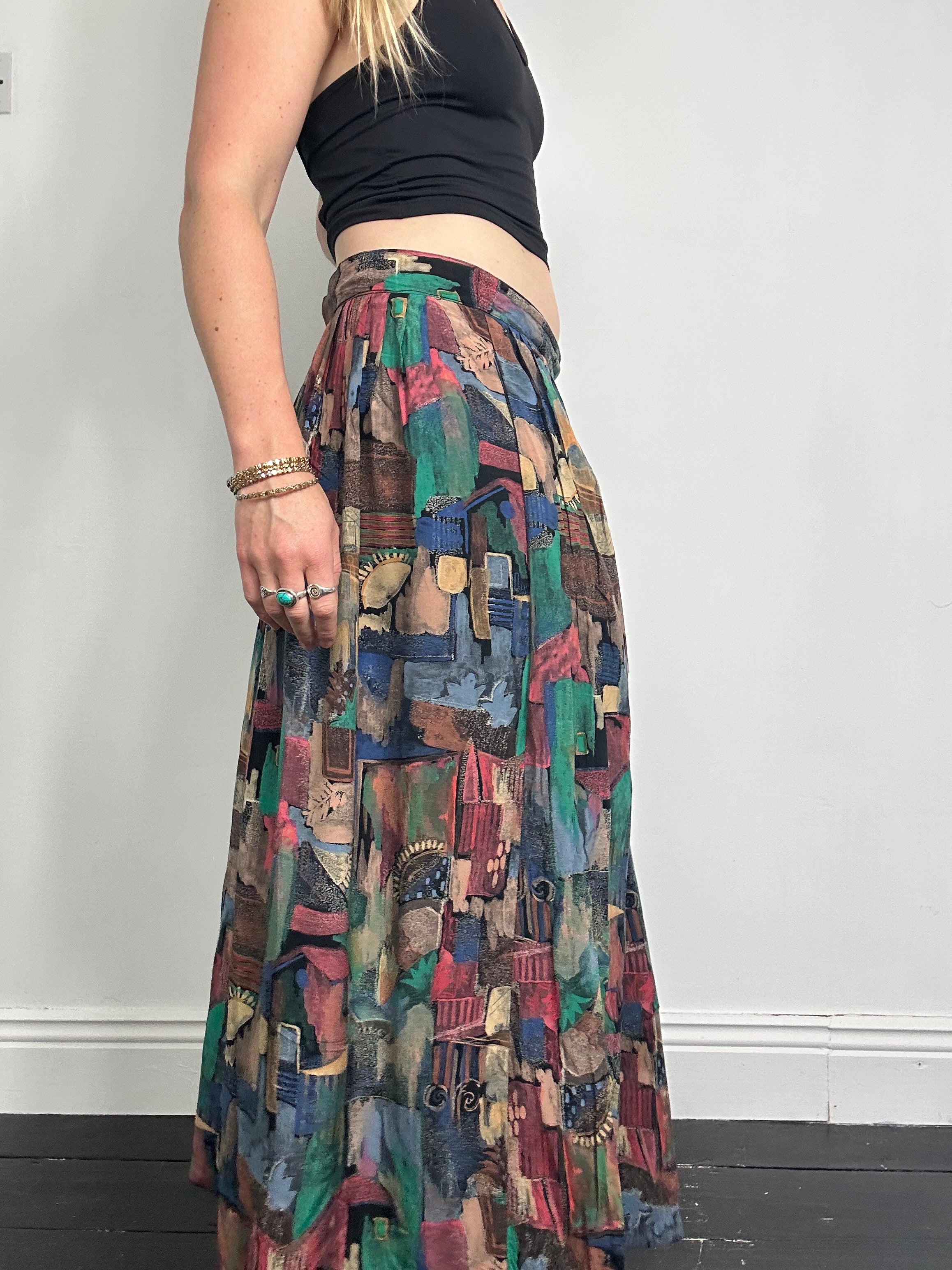 Midi Skirt Geoprint Maxi Skirt Size 10