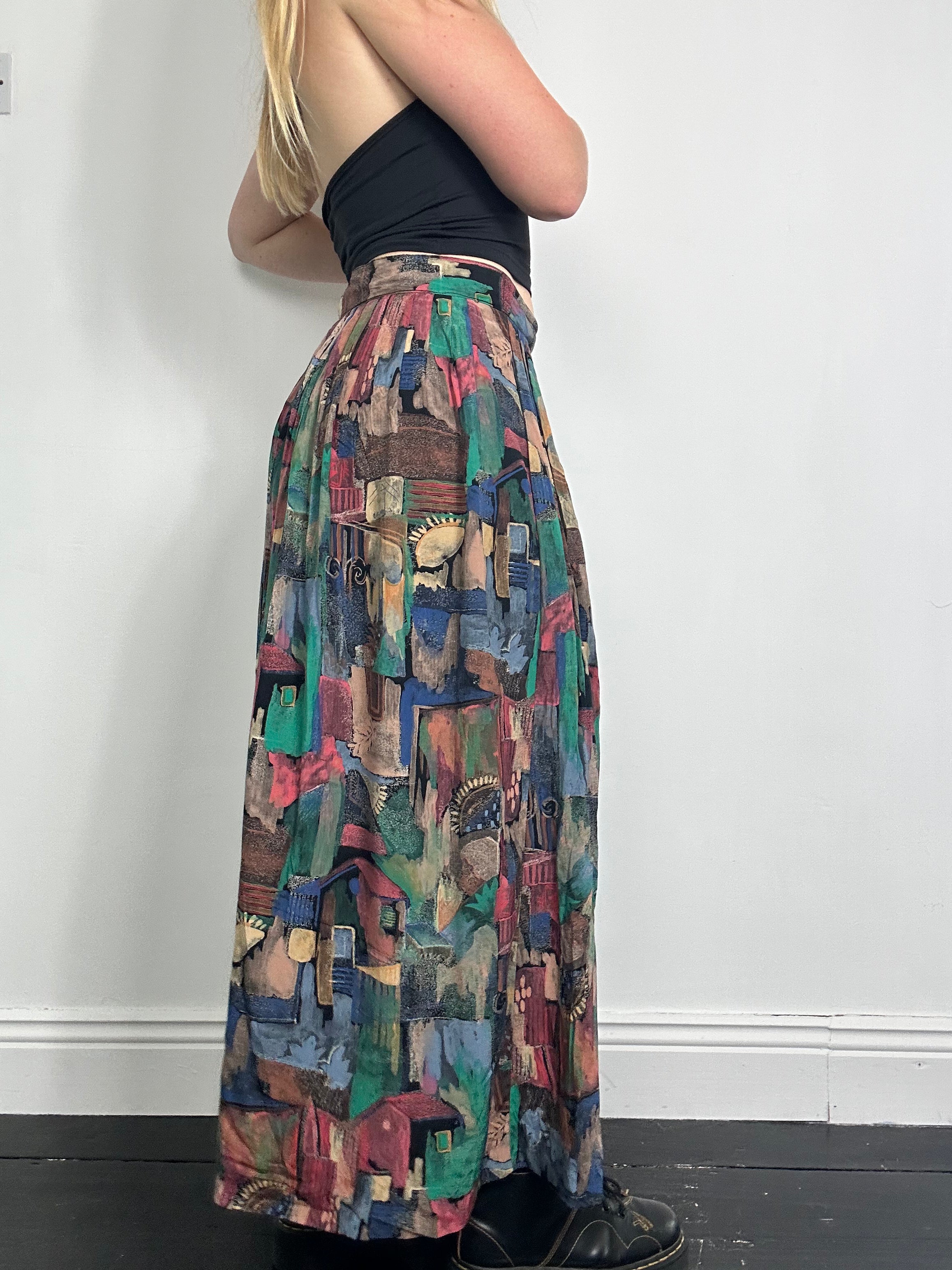 Midi Skirt Geoprint Maxi Skirt Size 10