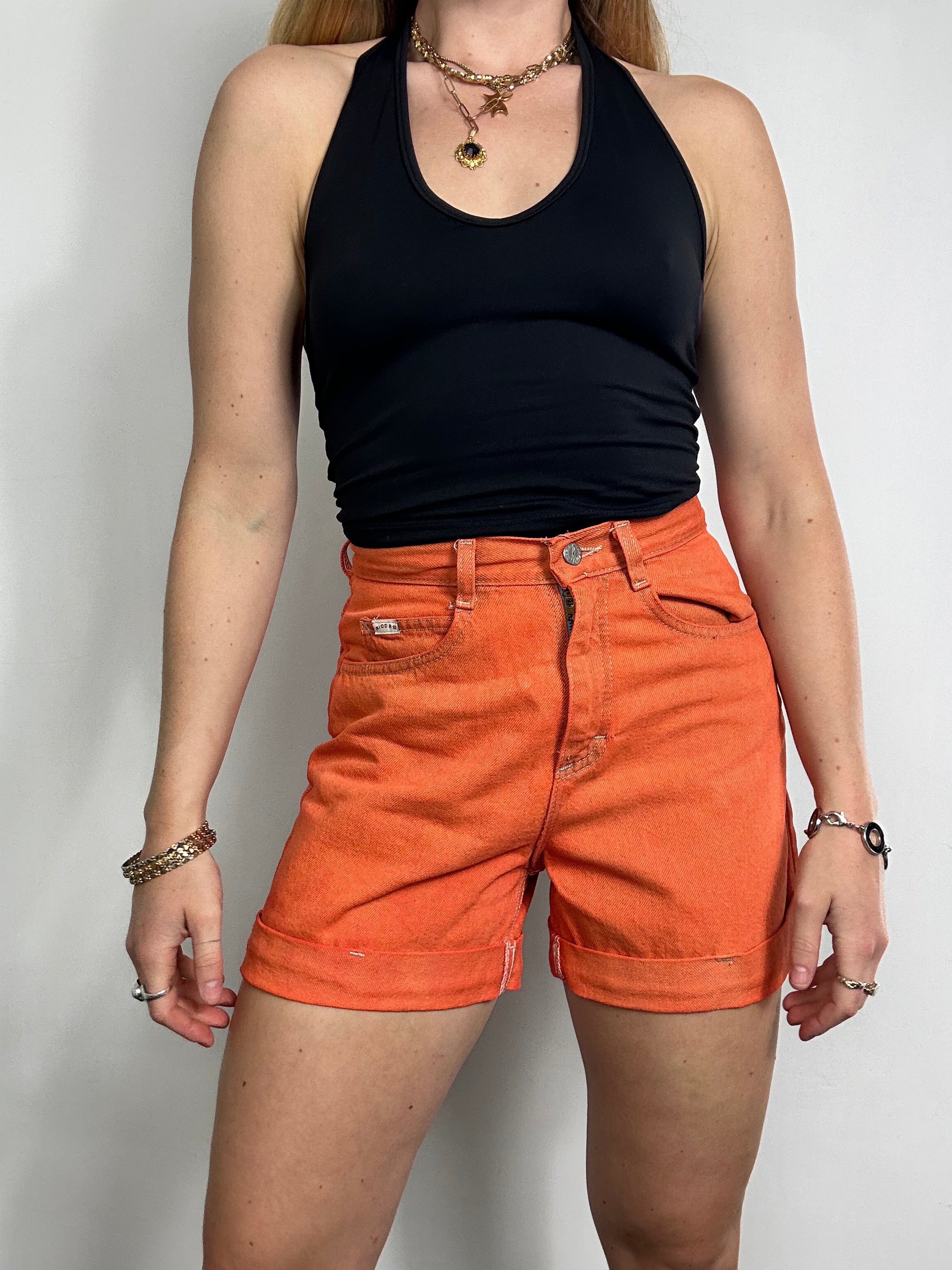 Orange High Waisted Shorts Size 8