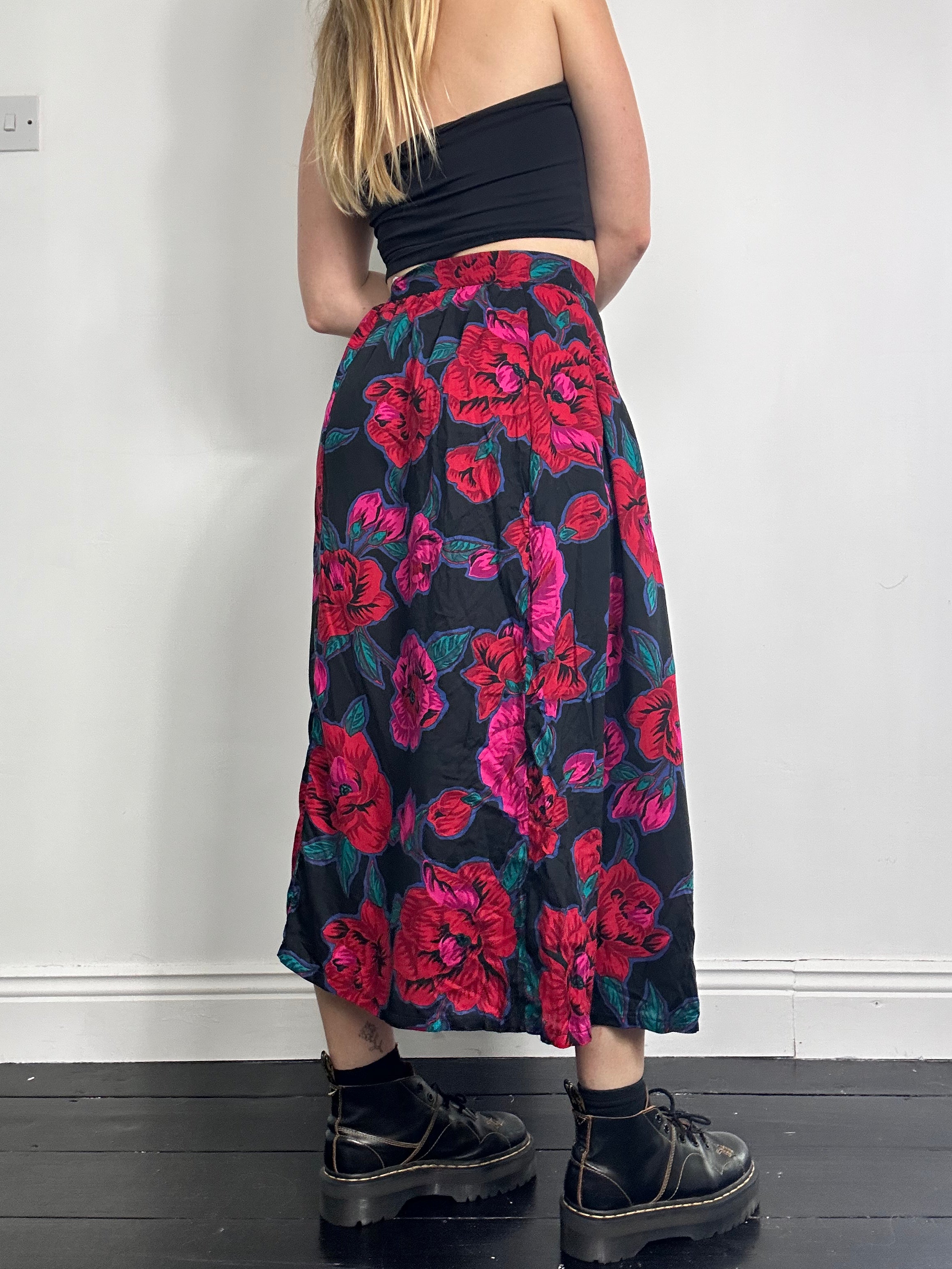 Floral 90's Midi Skirt Size 8