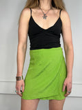 Lime Green Gingham Wrap Skirt 90's Size 8