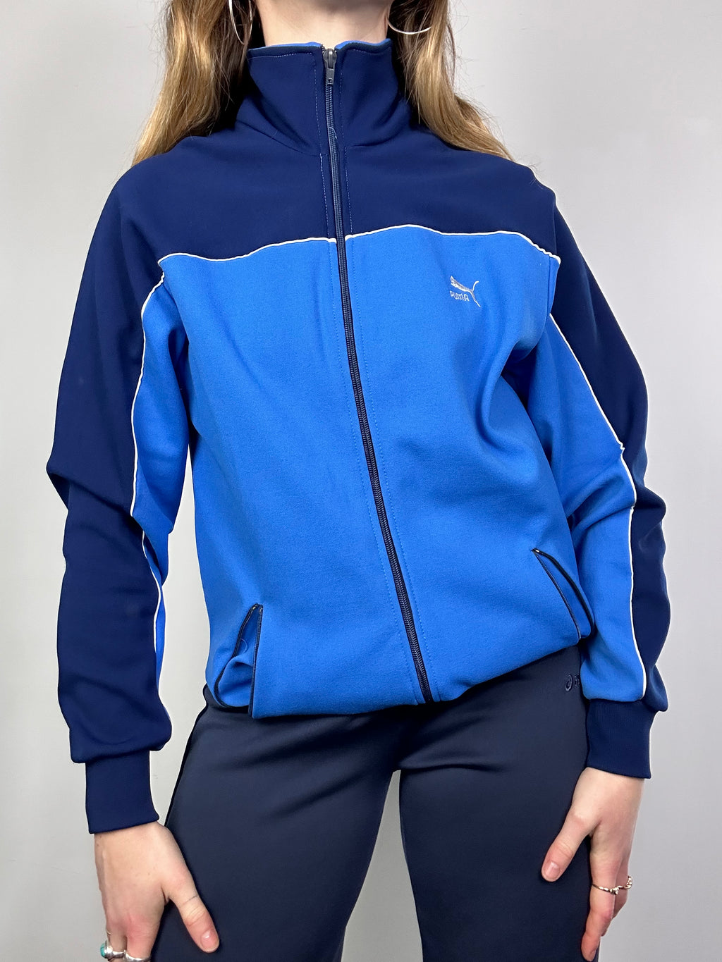 70's Navy And Blue Track Jacket Size