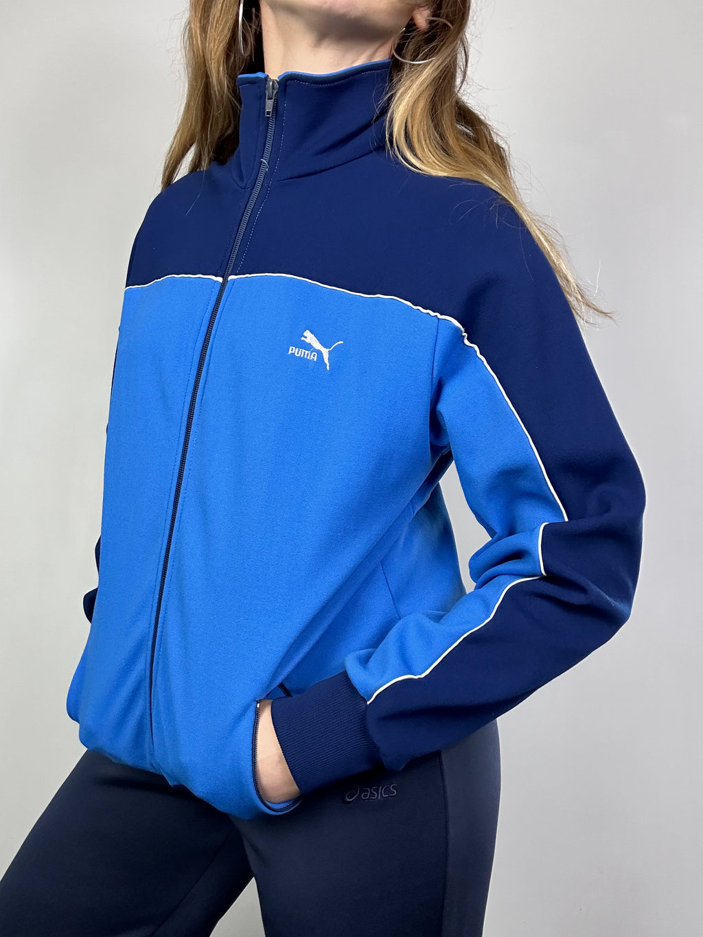 70's Navy And Blue Track Jacket Size