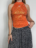 Orange Sequni Knit Top Size 10
