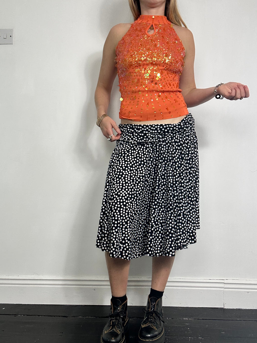 Polkadot jersey Skirt Size 14