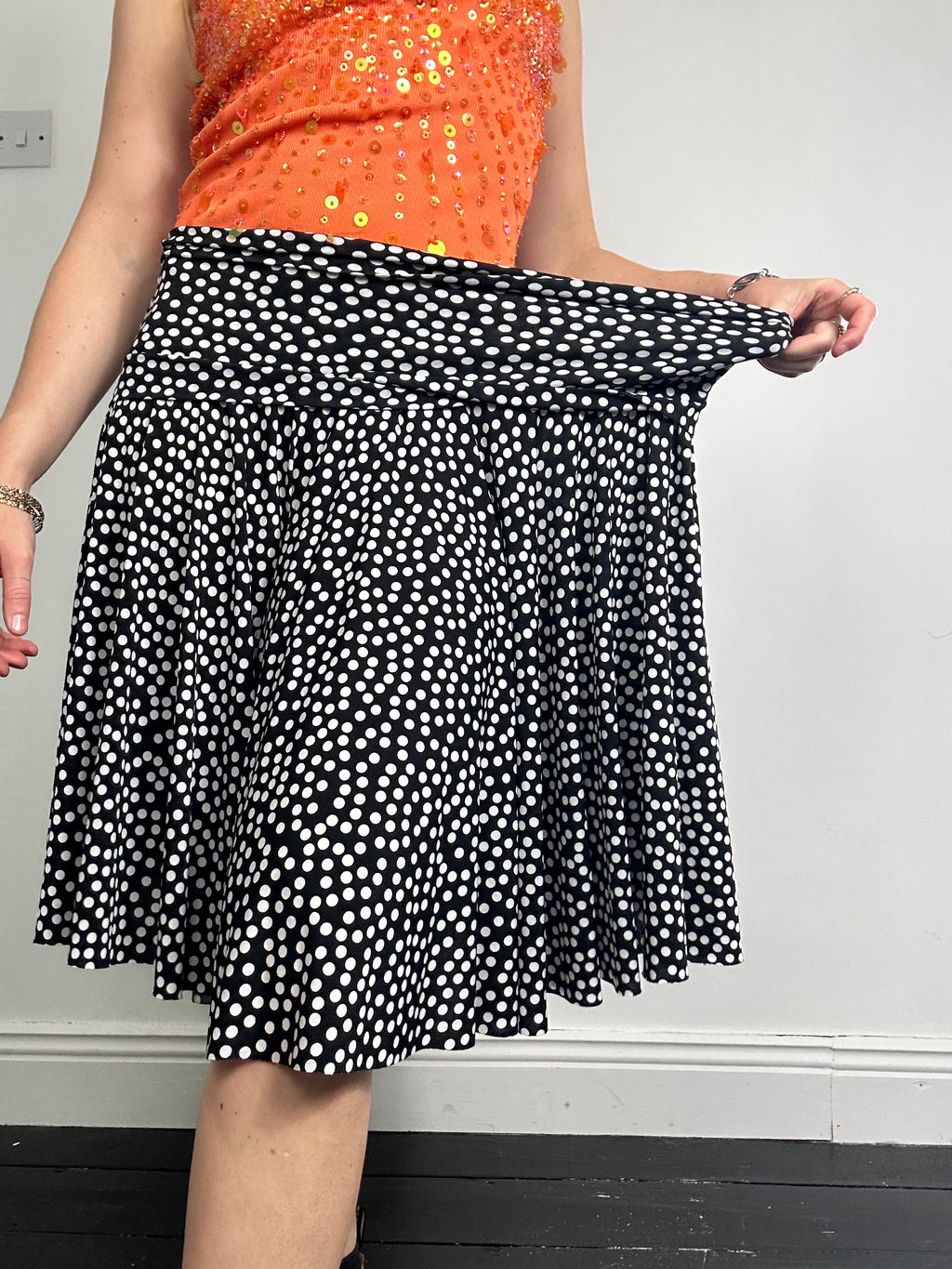 Polkadot jersey Skirt Size 14