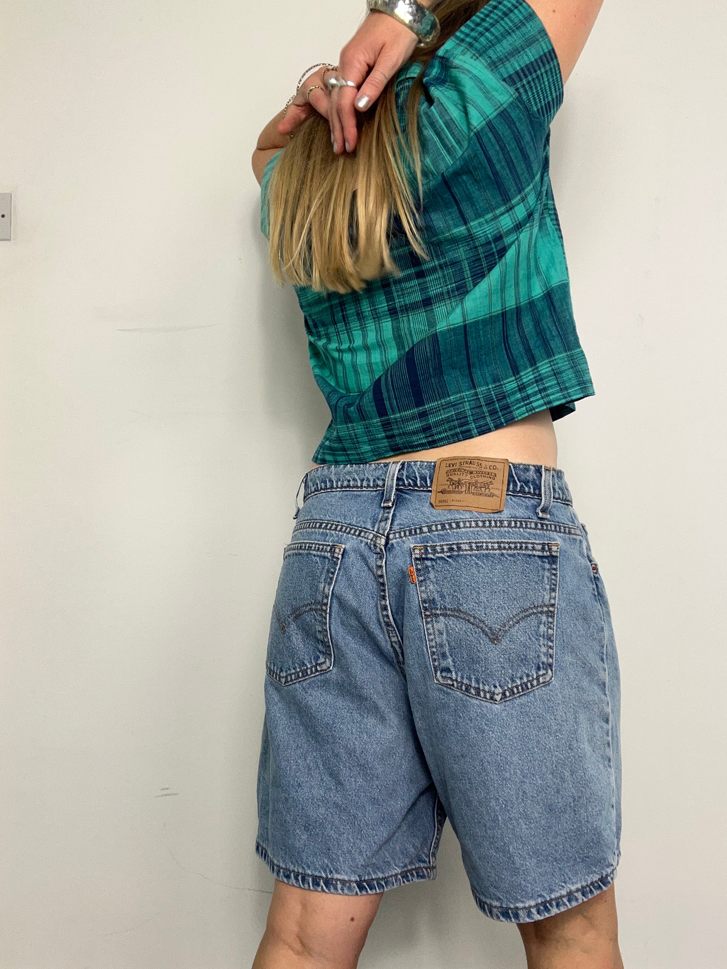 Tartan 80's Cropped Shirt Size 8