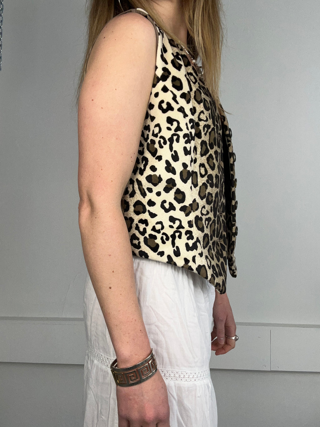 Velour Cheeta Print Waistcoat Size 10
