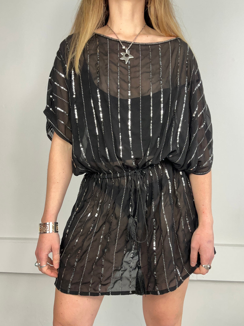 Sheer Sparkley Smock Dress Size 6/8/10/12