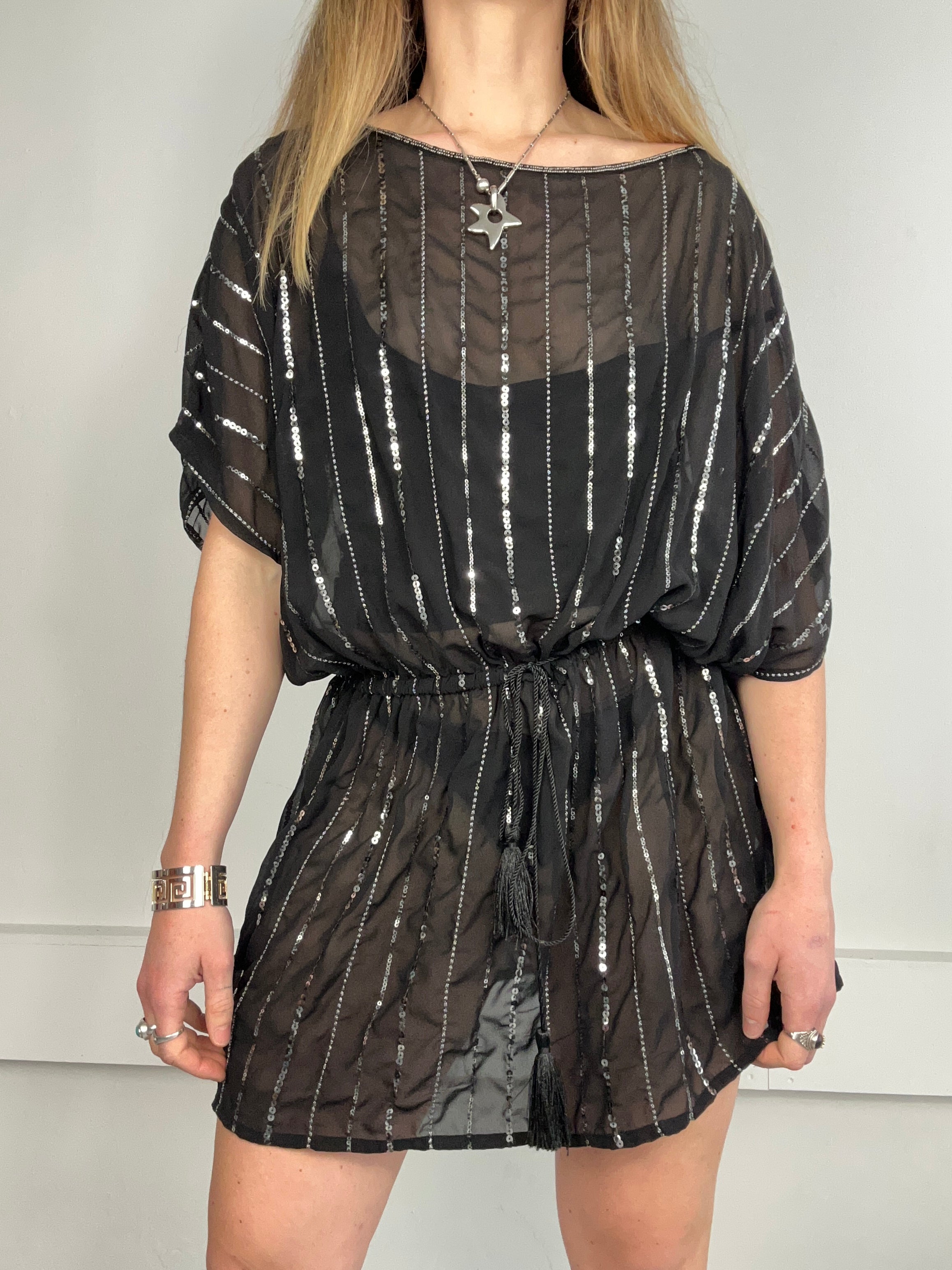 Sheer Sparkley Smock Dress Size 6/8/10/12