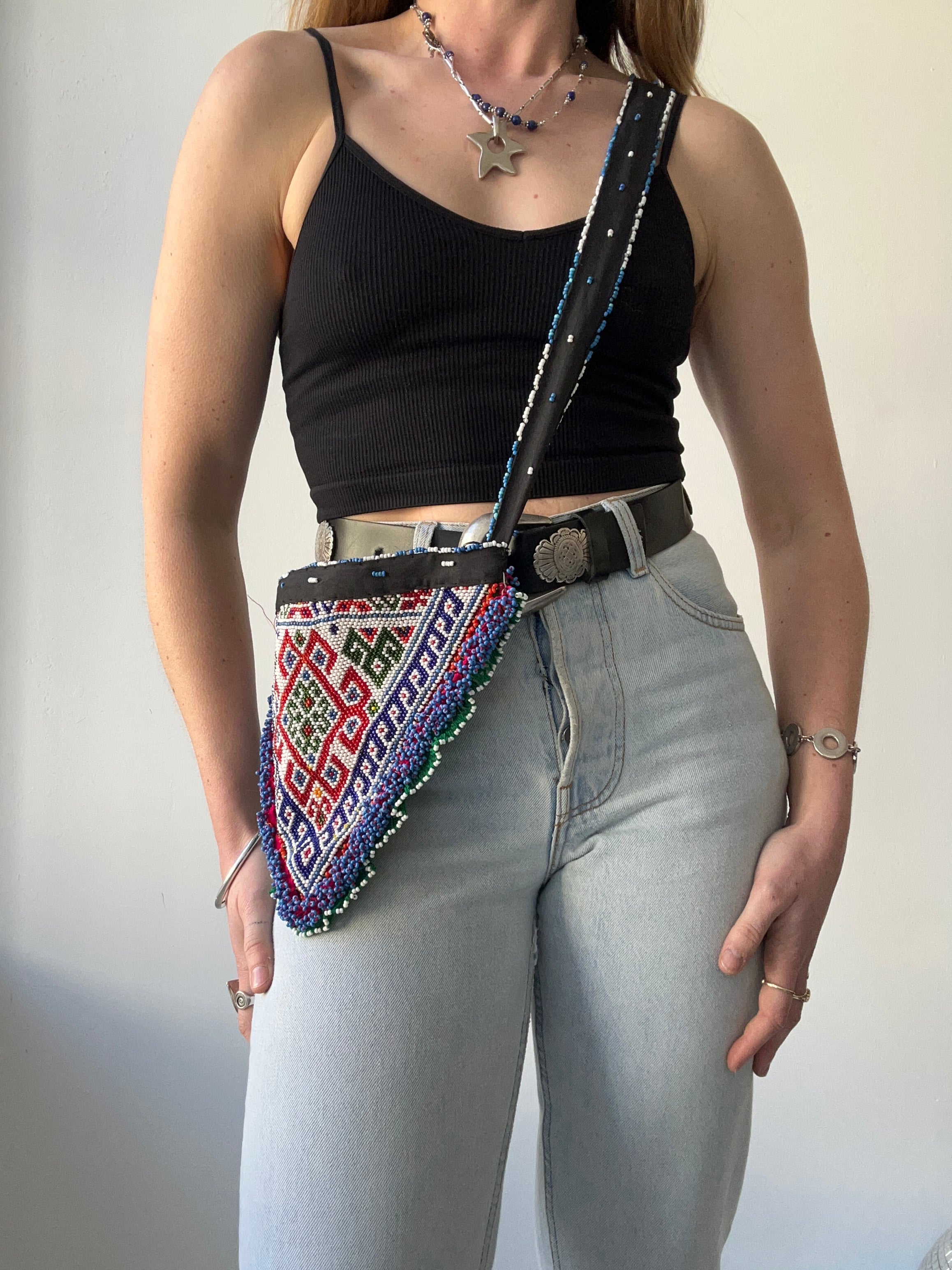 Beaded Side Body Triangle Bag