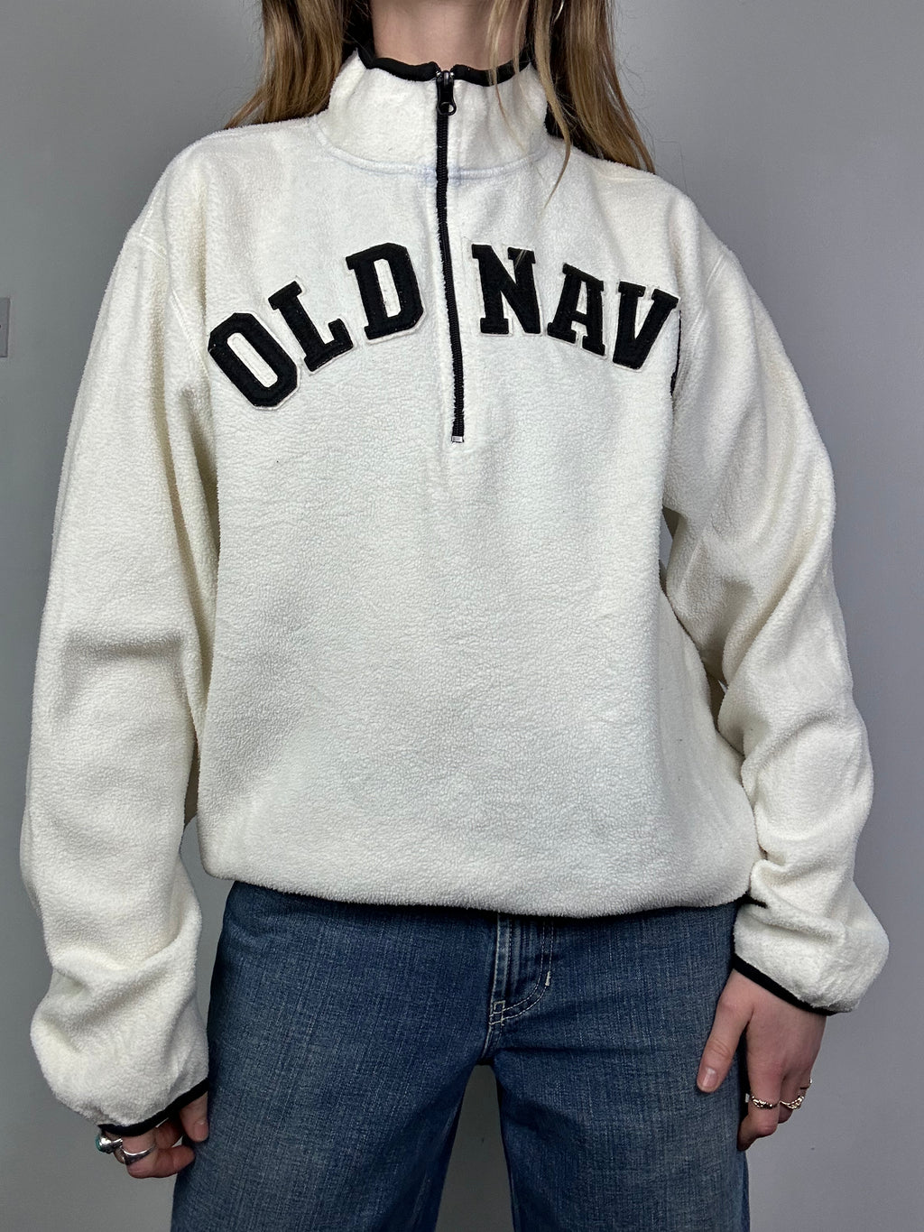 White Half Zip Old Navy Fleece Size M