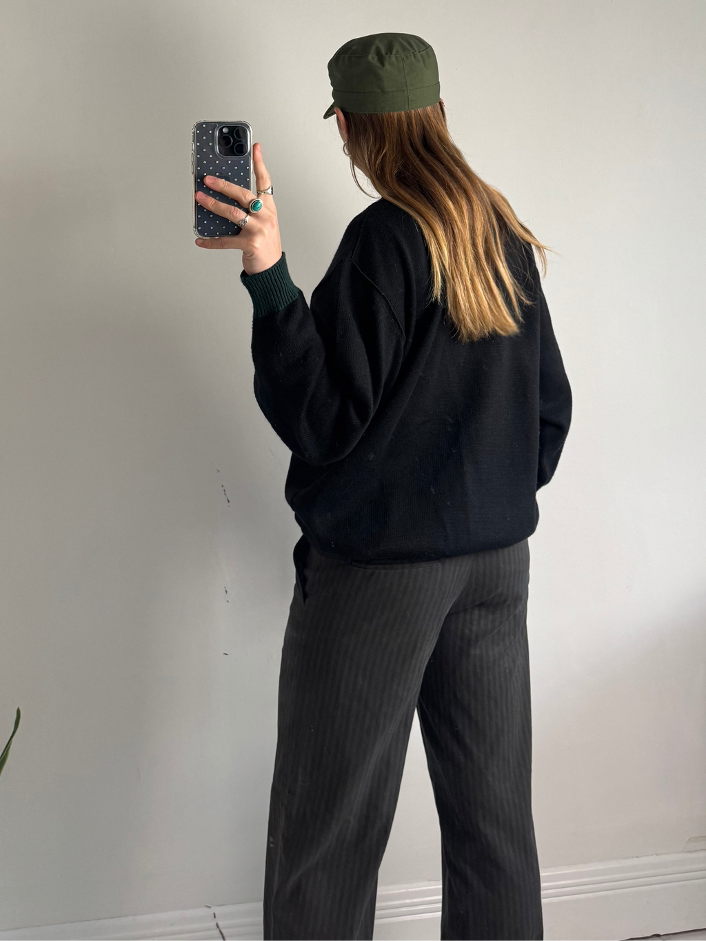 Embroidered Horse And Trap Black Sweater Size M