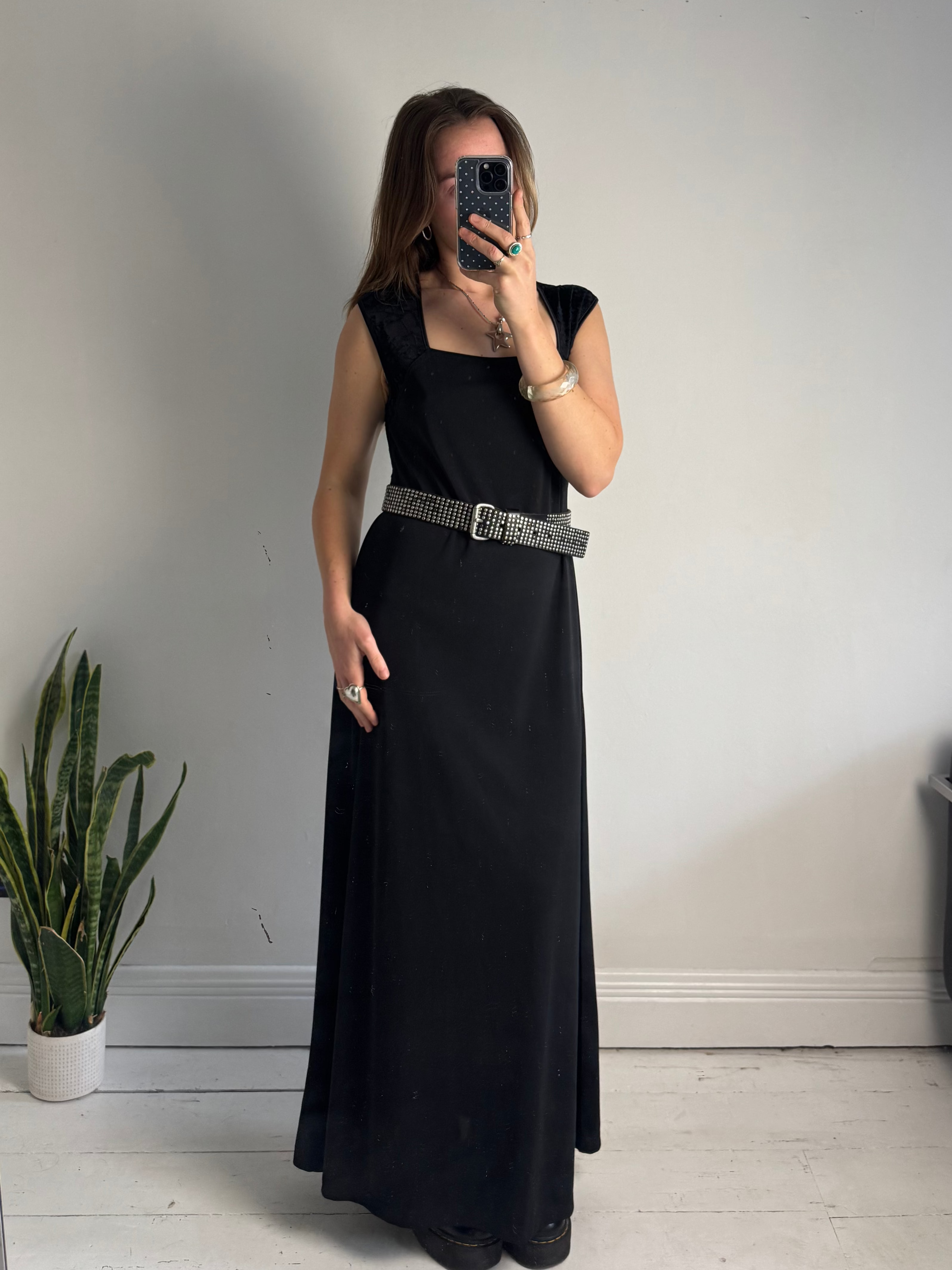 Black 90's Sheer back Maxi Dress Size 12