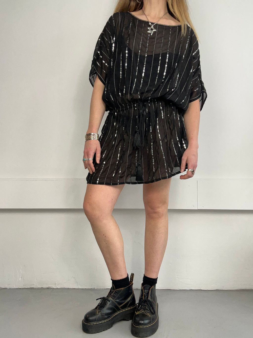 Sheer Sparkley Smock Dress Size 6/8/10/12