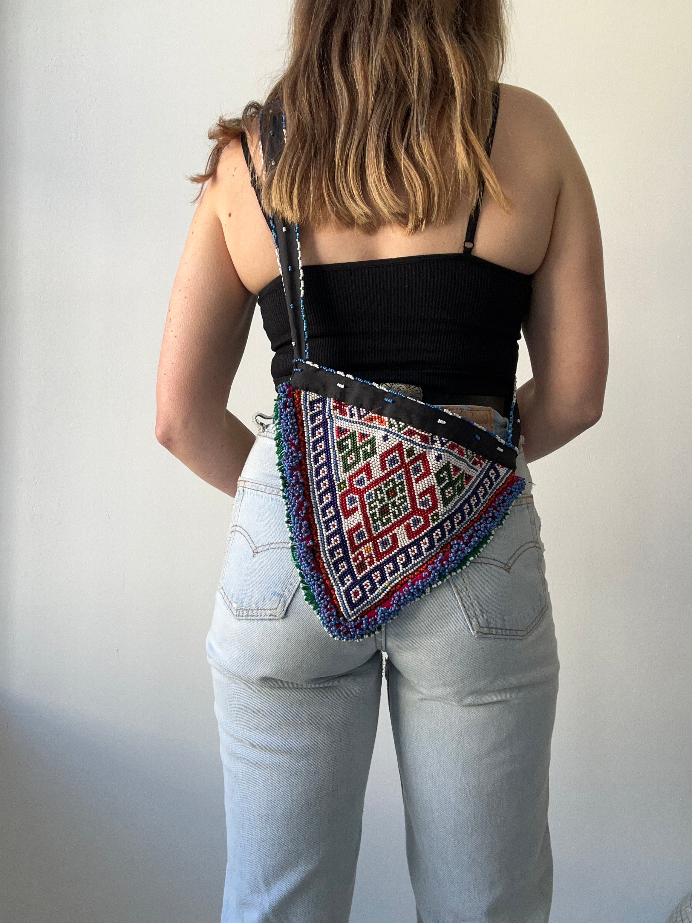 Beaded Side Body Triangle Bag