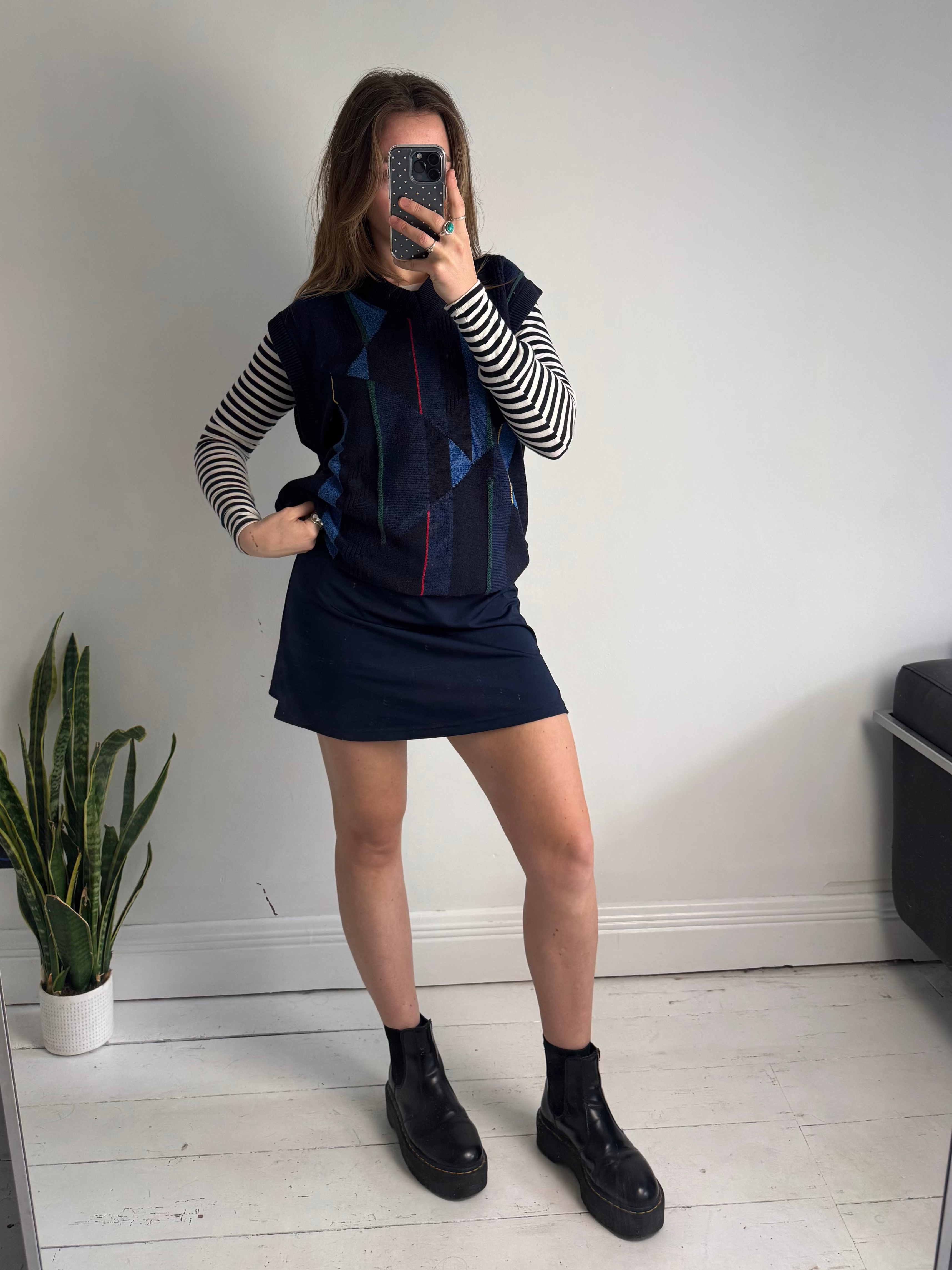 Navy 80's Knitted Sweater Vest Size M