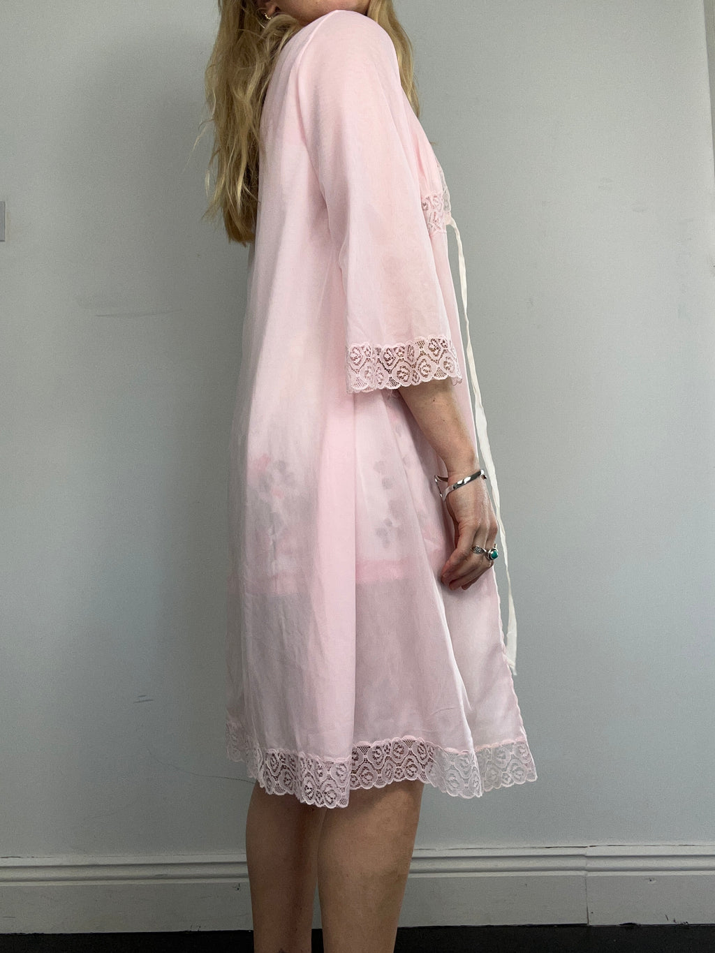 Pink Mesh Lace Gown Size 12
