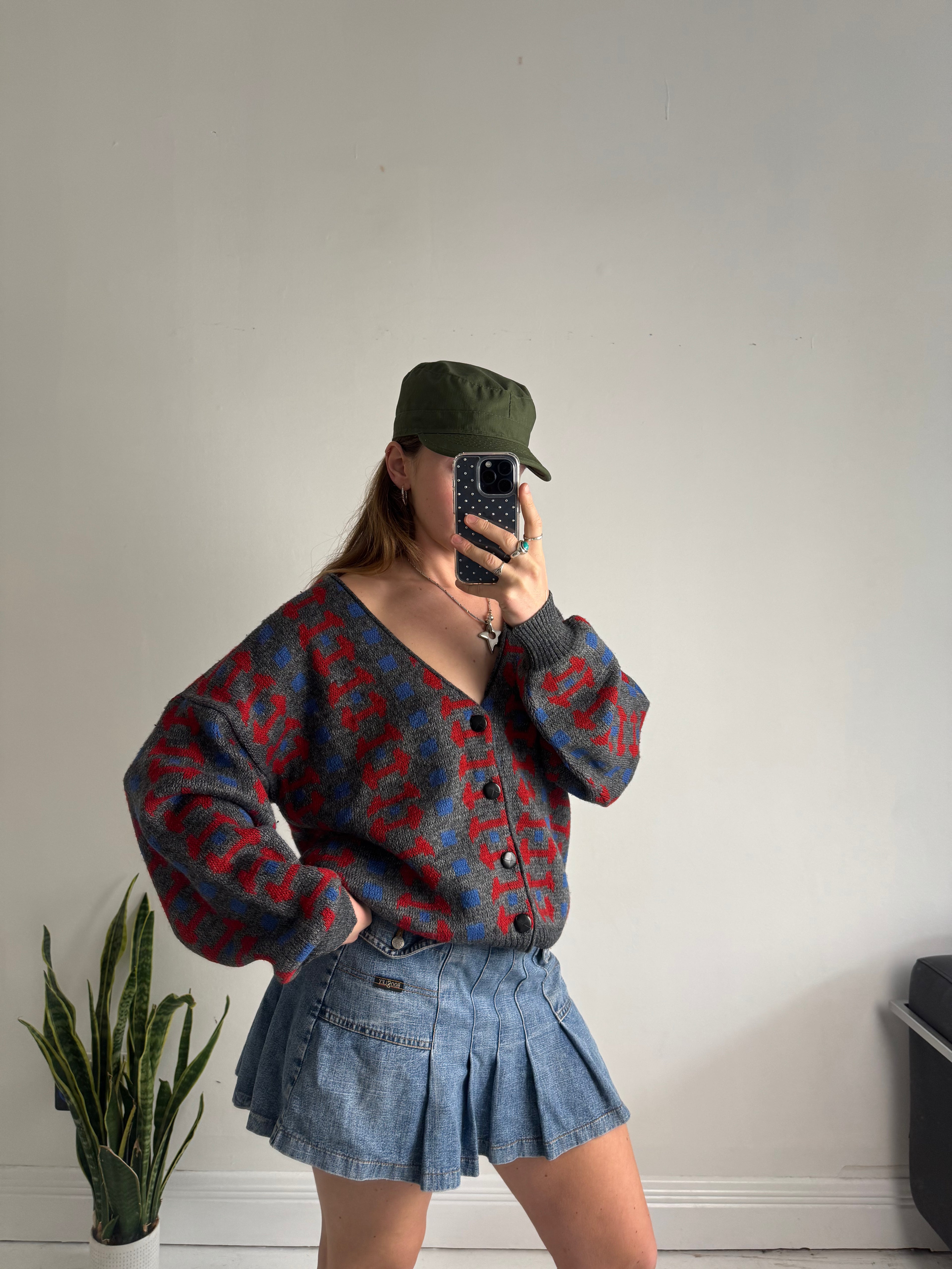 v Neck Knitted Cardigan Size M