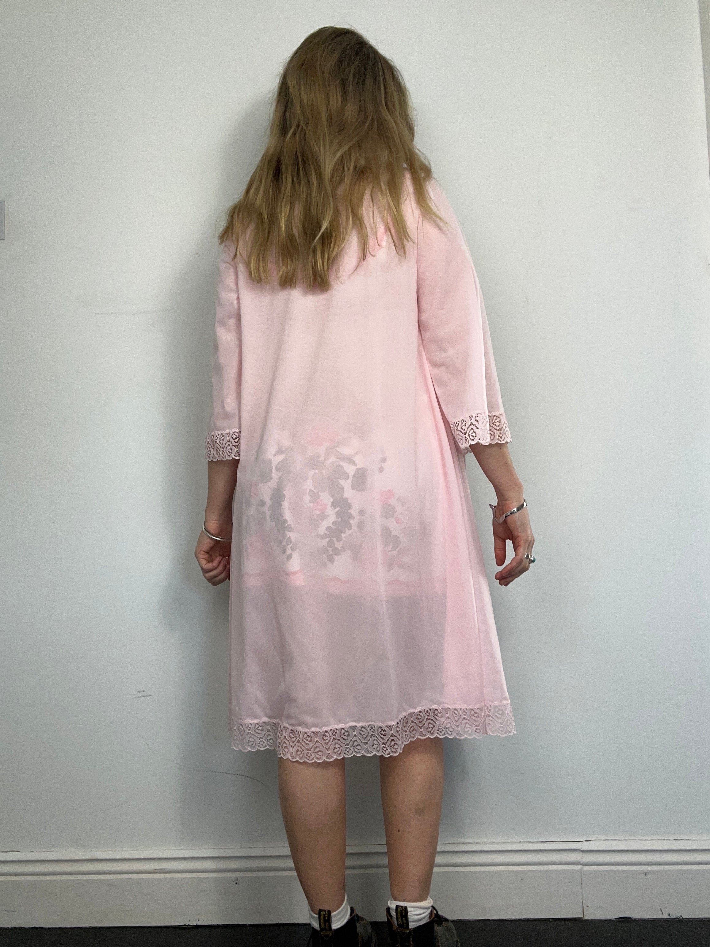 Pink Mesh Lace Gown Size 12